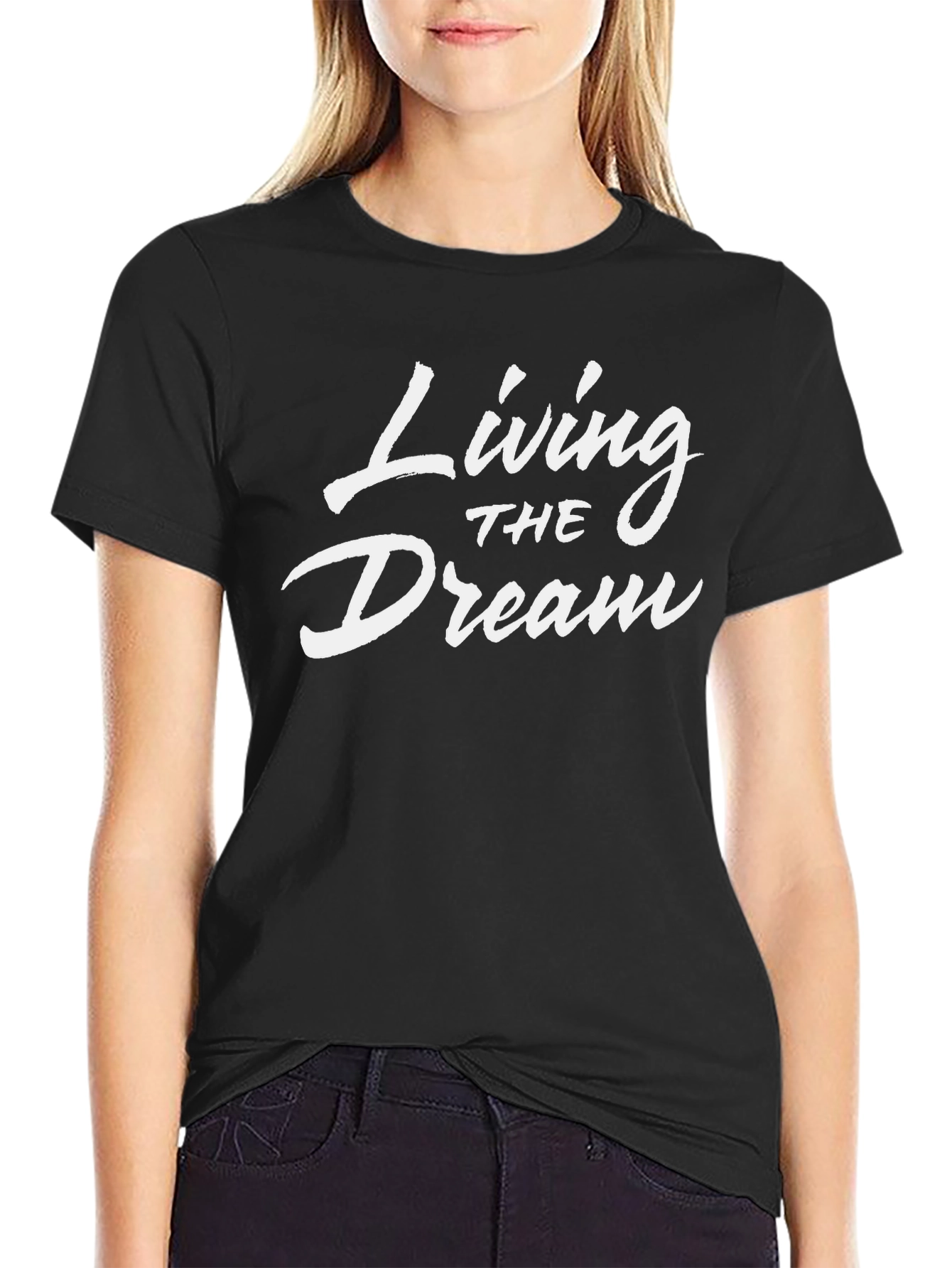 Living the Dream Graphic Tee - Stylish Black T-Shirt