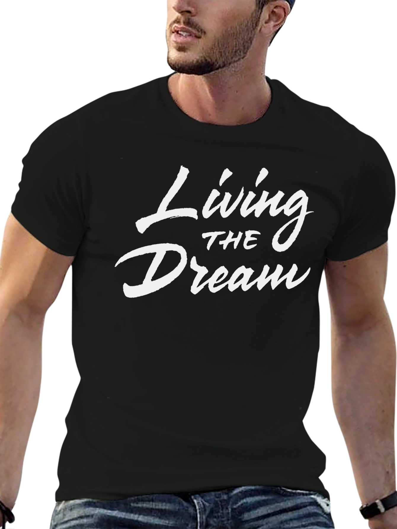 Living the Dream Graphic Tee - Stylish Black T-Shirt