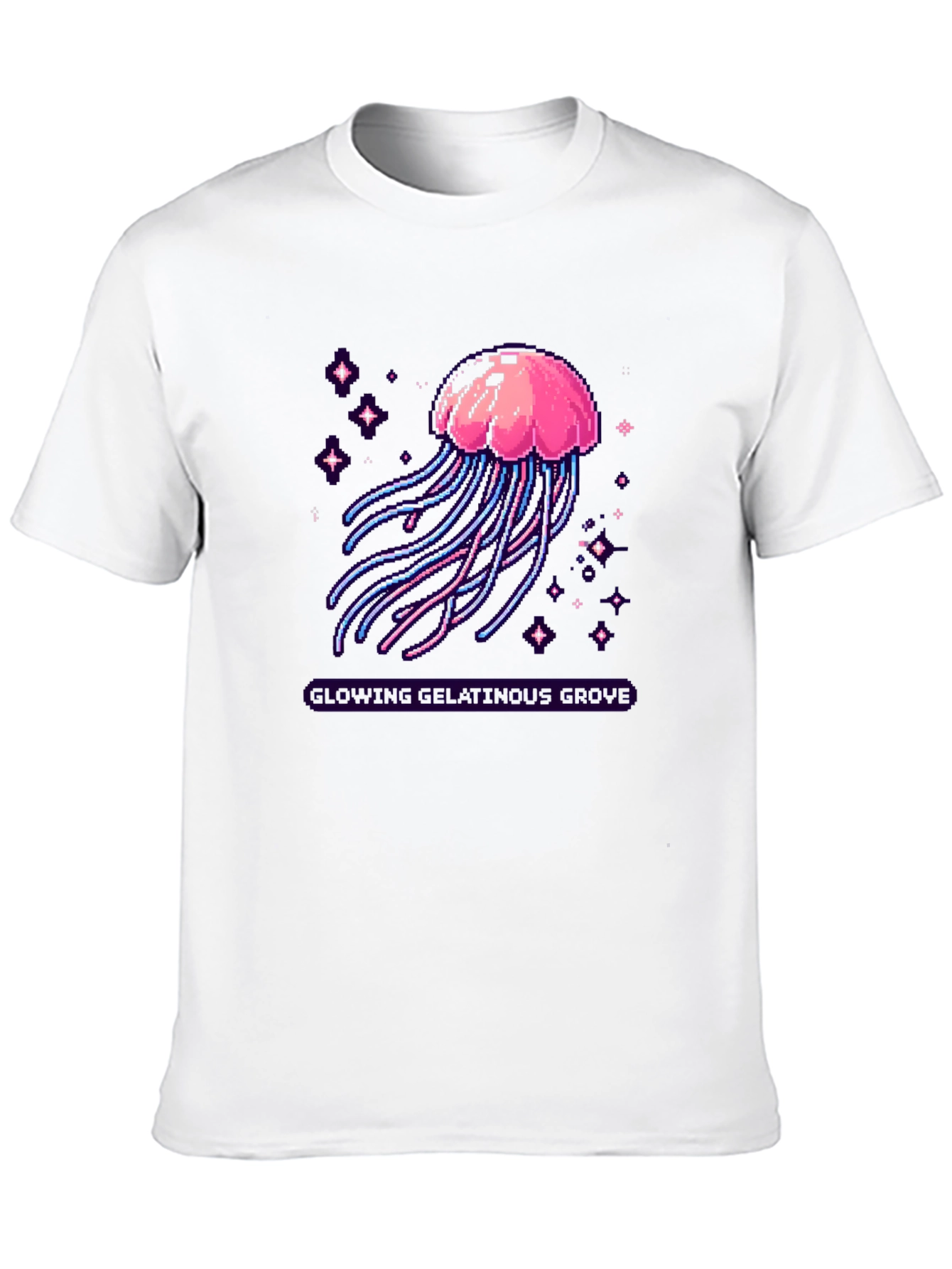 Pixel Jellyfish Graphic Tee - Black Cotton Blend