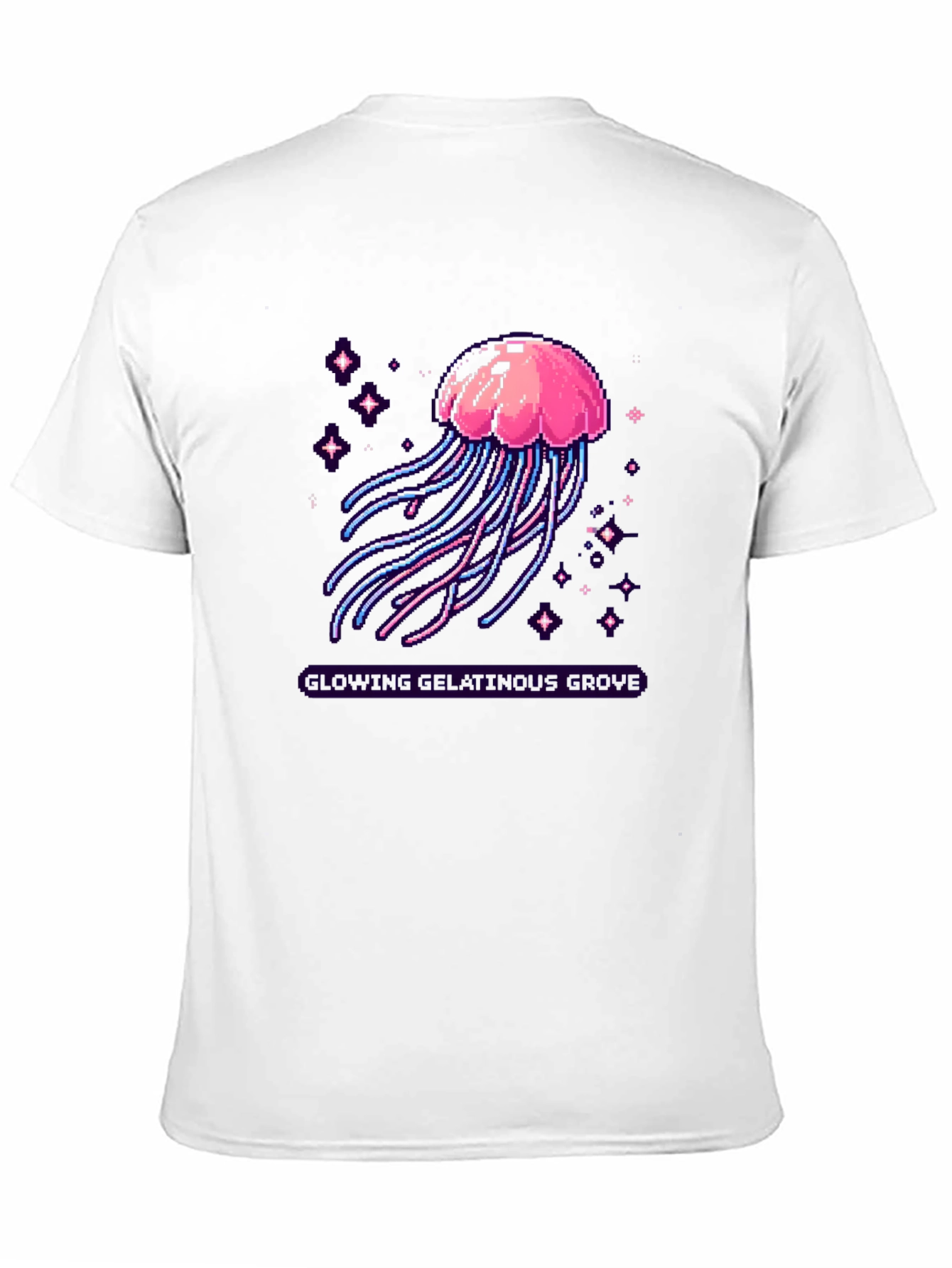 Pixel Jellyfish Graphic Tee - Black Cotton Blend