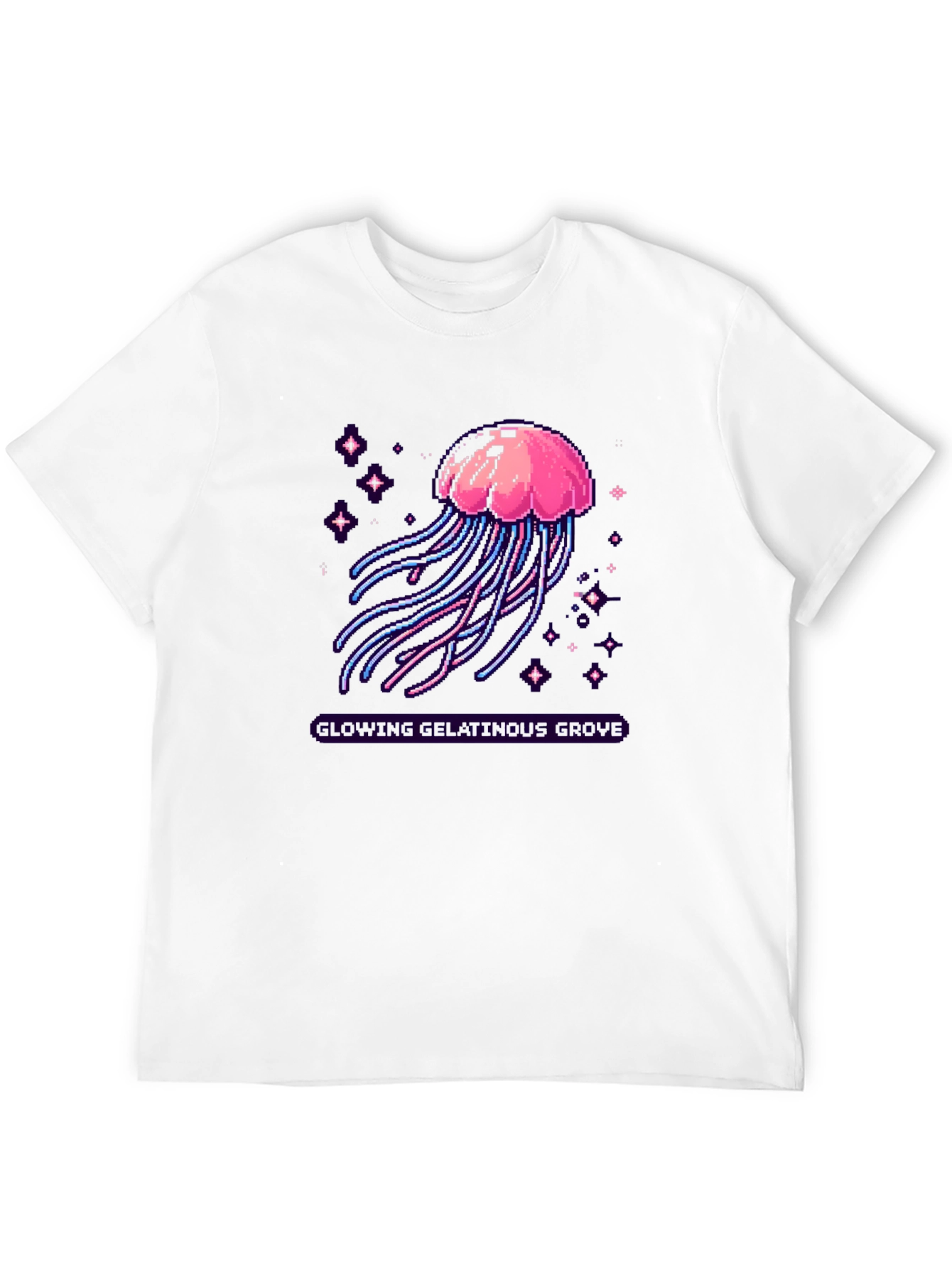 Pixel Jellyfish Graphic Tee - Black Cotton Blend