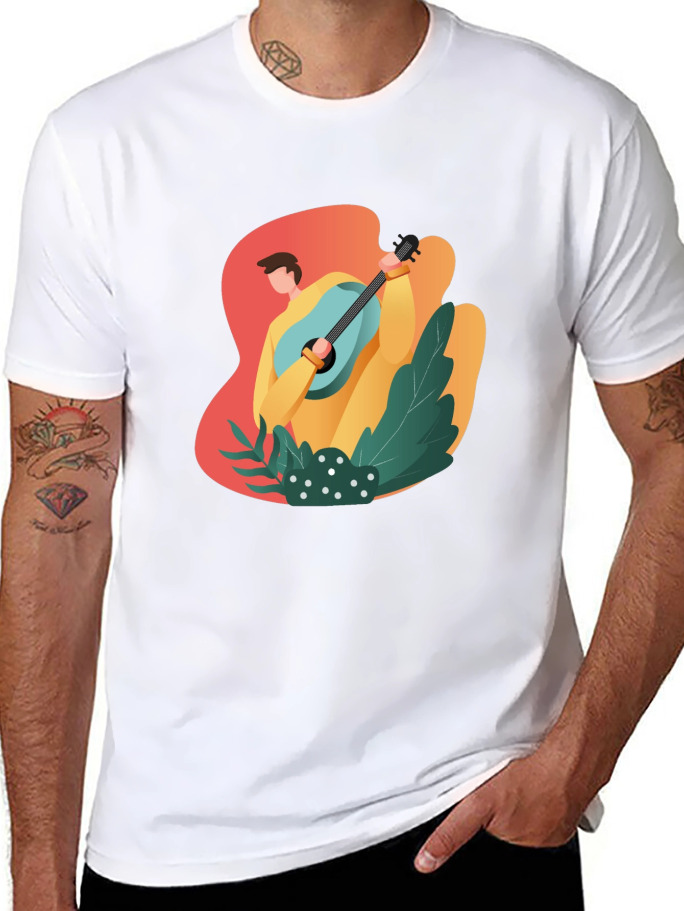 Stylish Musician Graphic Tee - Soft Black Cotton