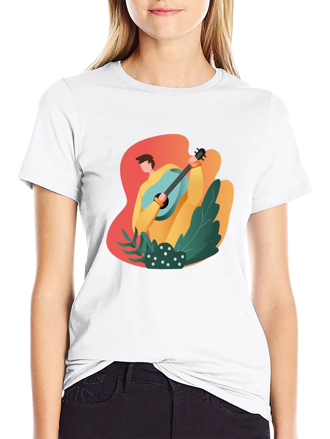 Stylish Musician Graphic Tee - Soft Black Cotton