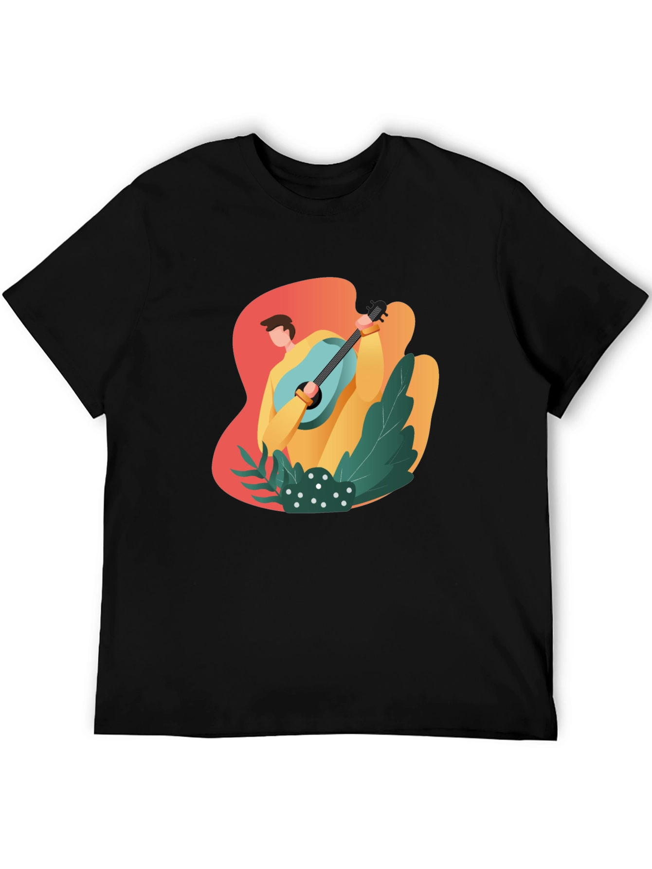 Stylish Musician Graphic Tee - Soft Black Cotton