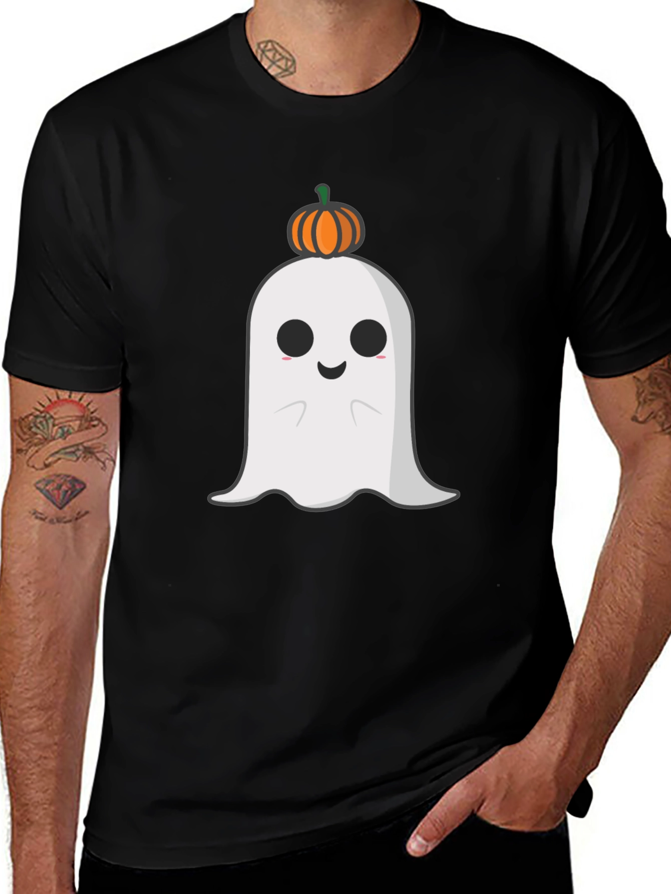 Spooky Ghost with Pumpkin T-Shirt