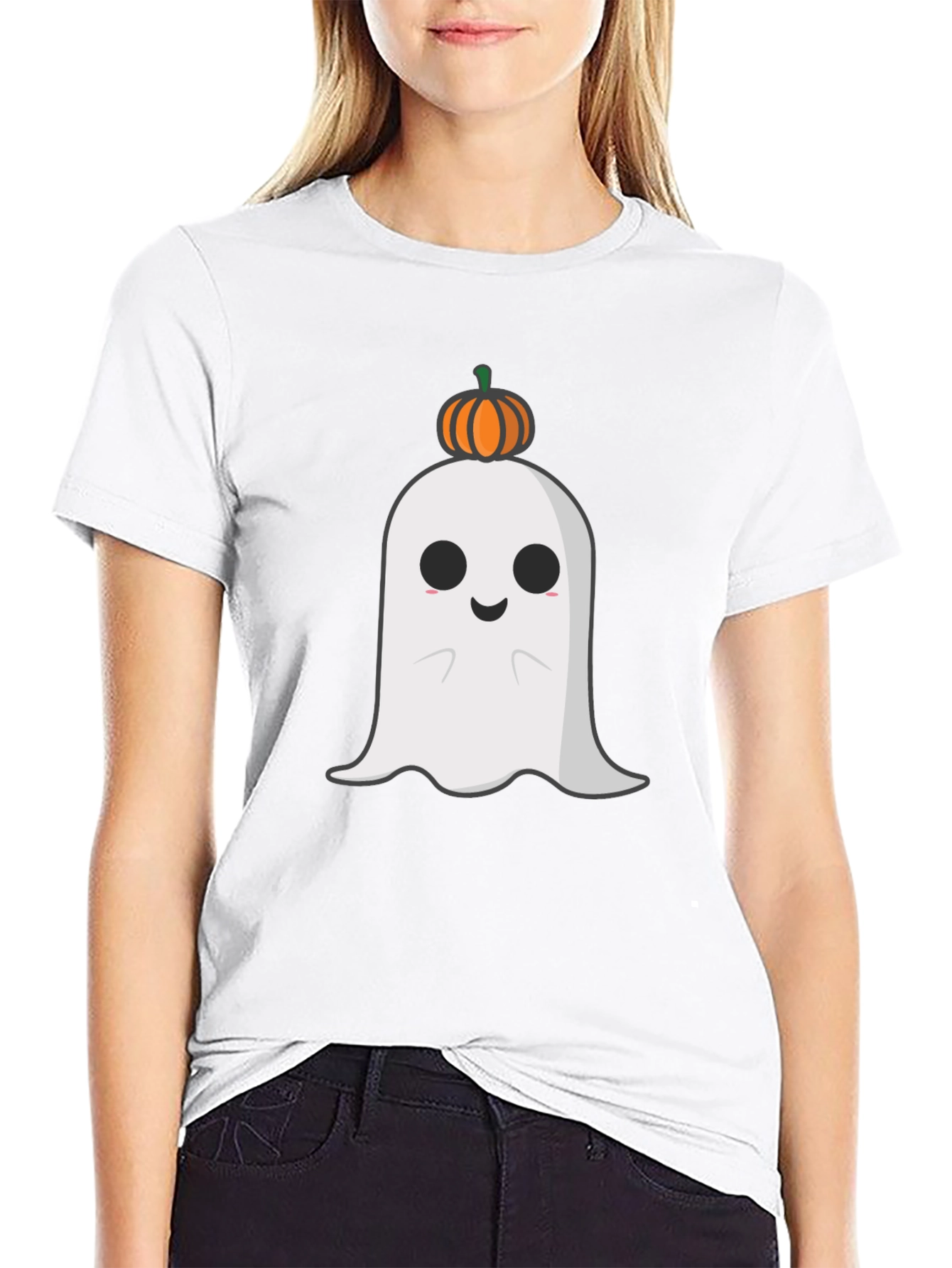 Spooky Ghost with Pumpkin T-Shirt