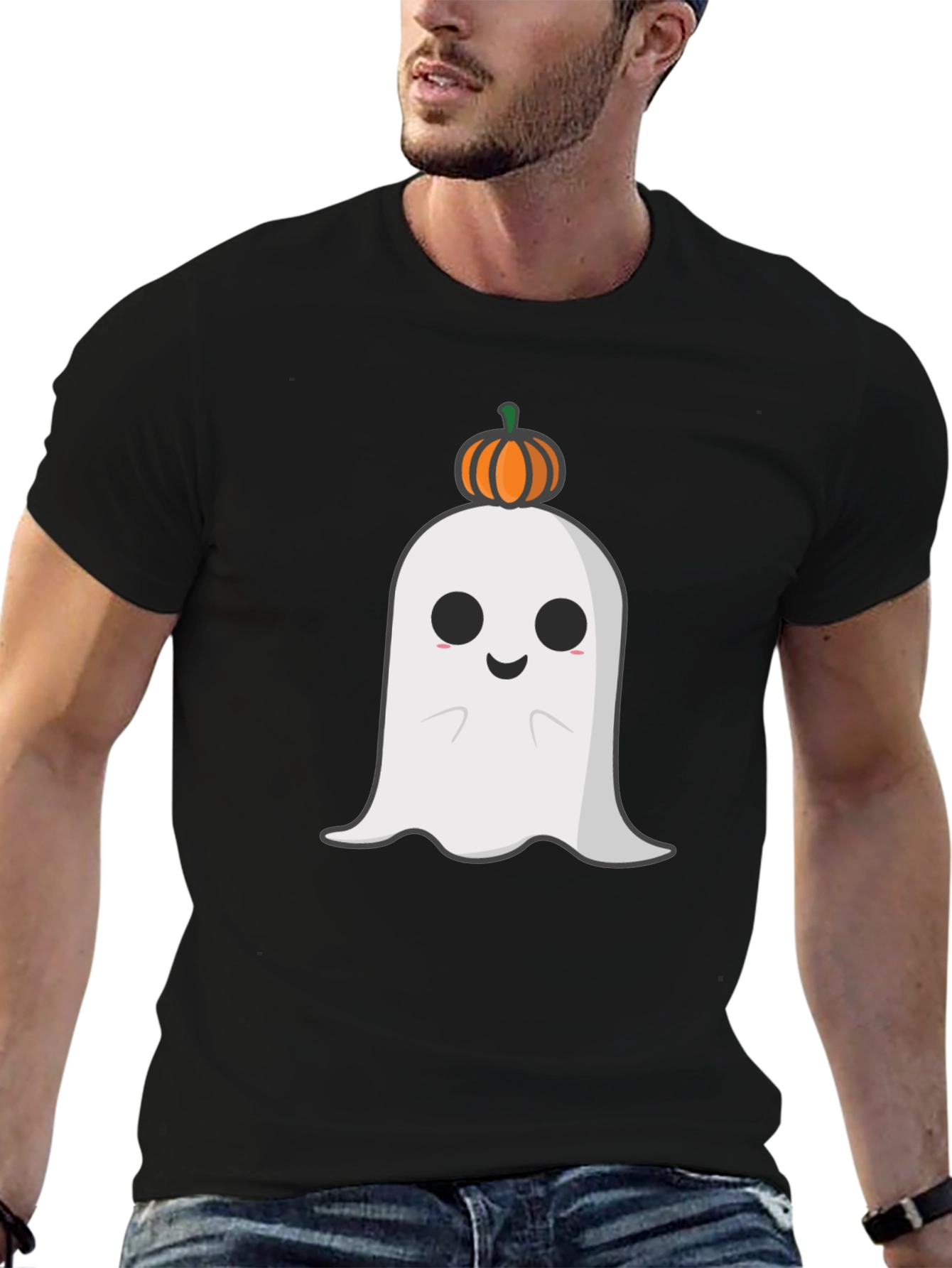 Spooky Ghost with Pumpkin T-Shirt