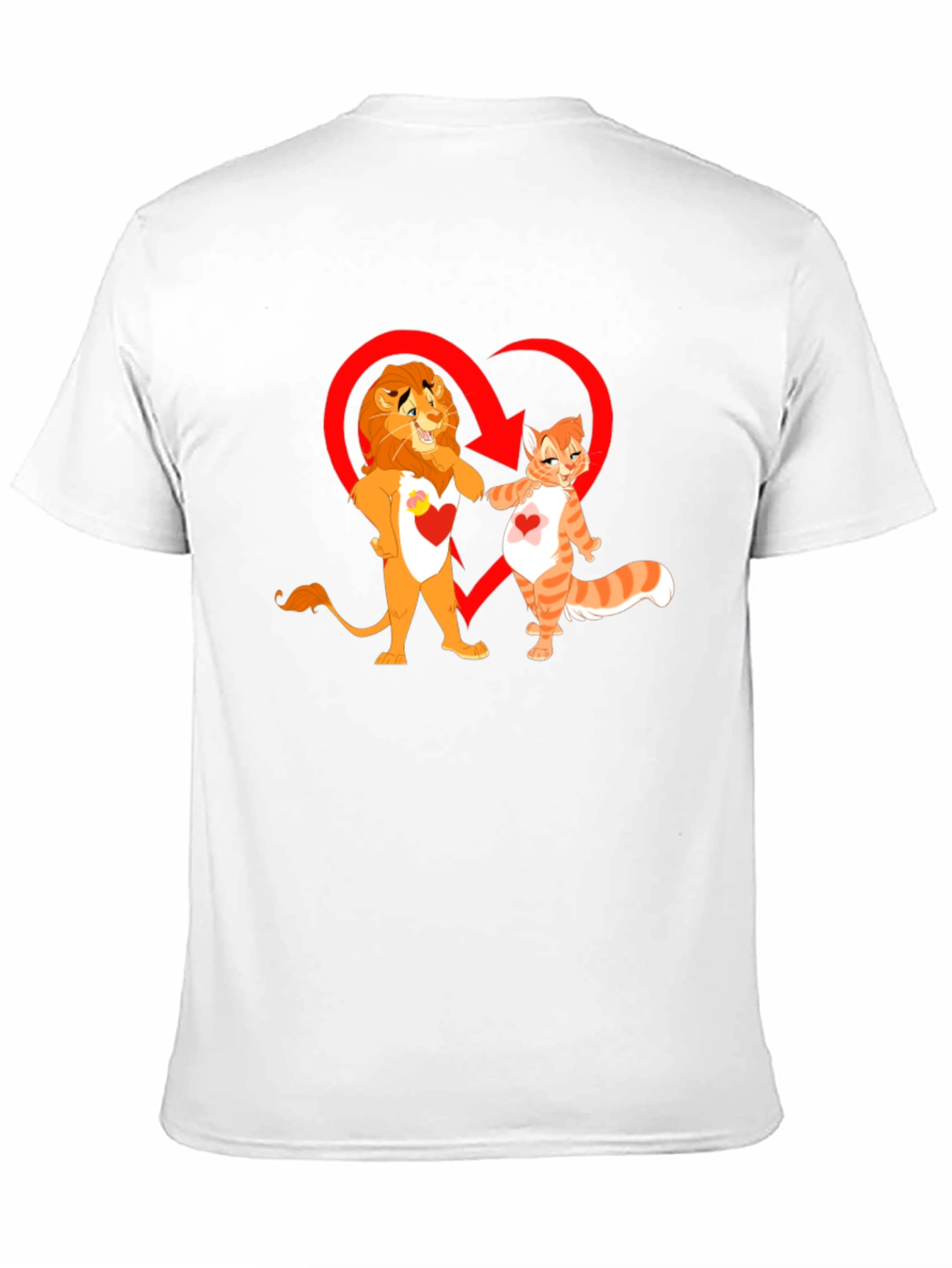 Lion and Cat Love Black T-Shirt