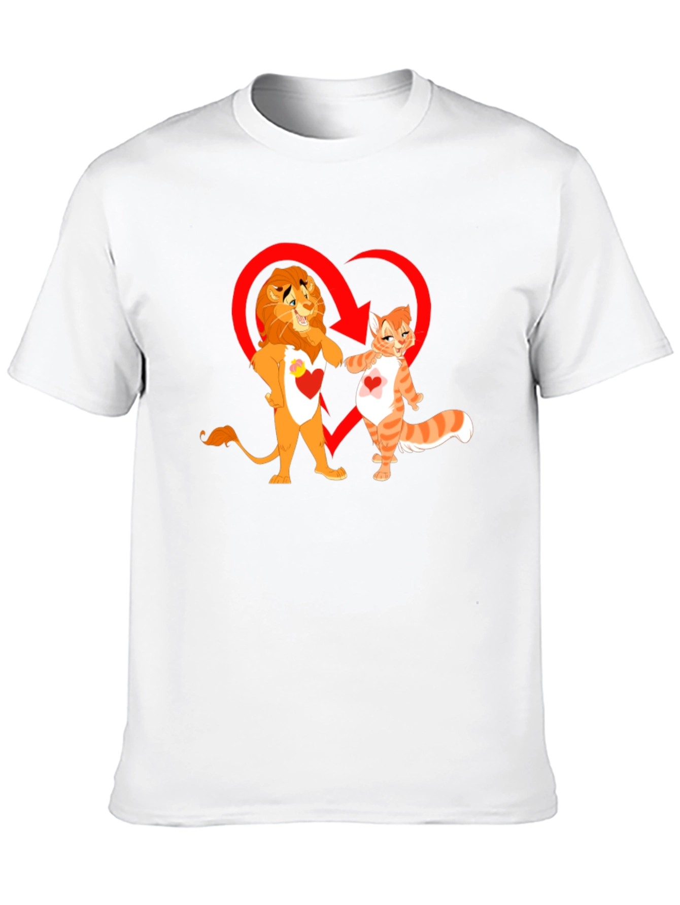 Lion and Cat Love Black T-Shirt