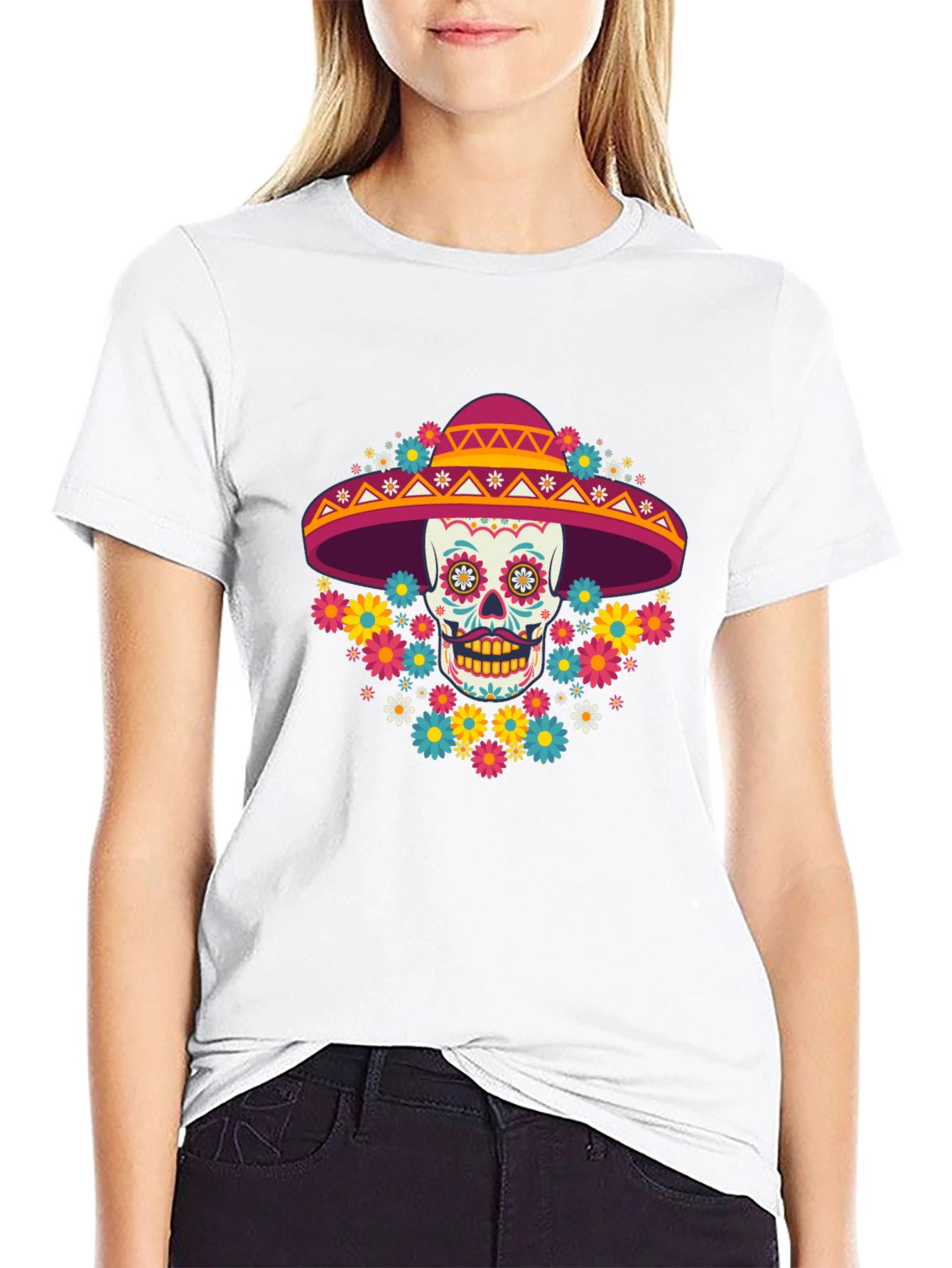 Day of the Dead Skull Graphic T-Shirt