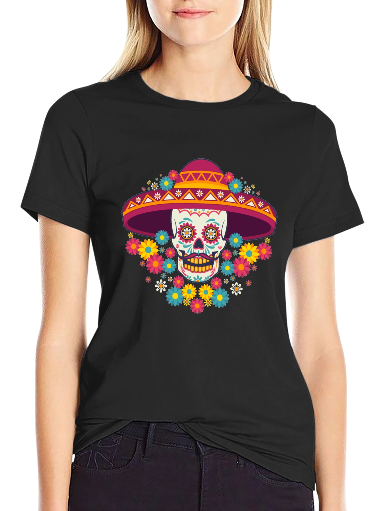Day of the Dead Skull Graphic T-Shirt