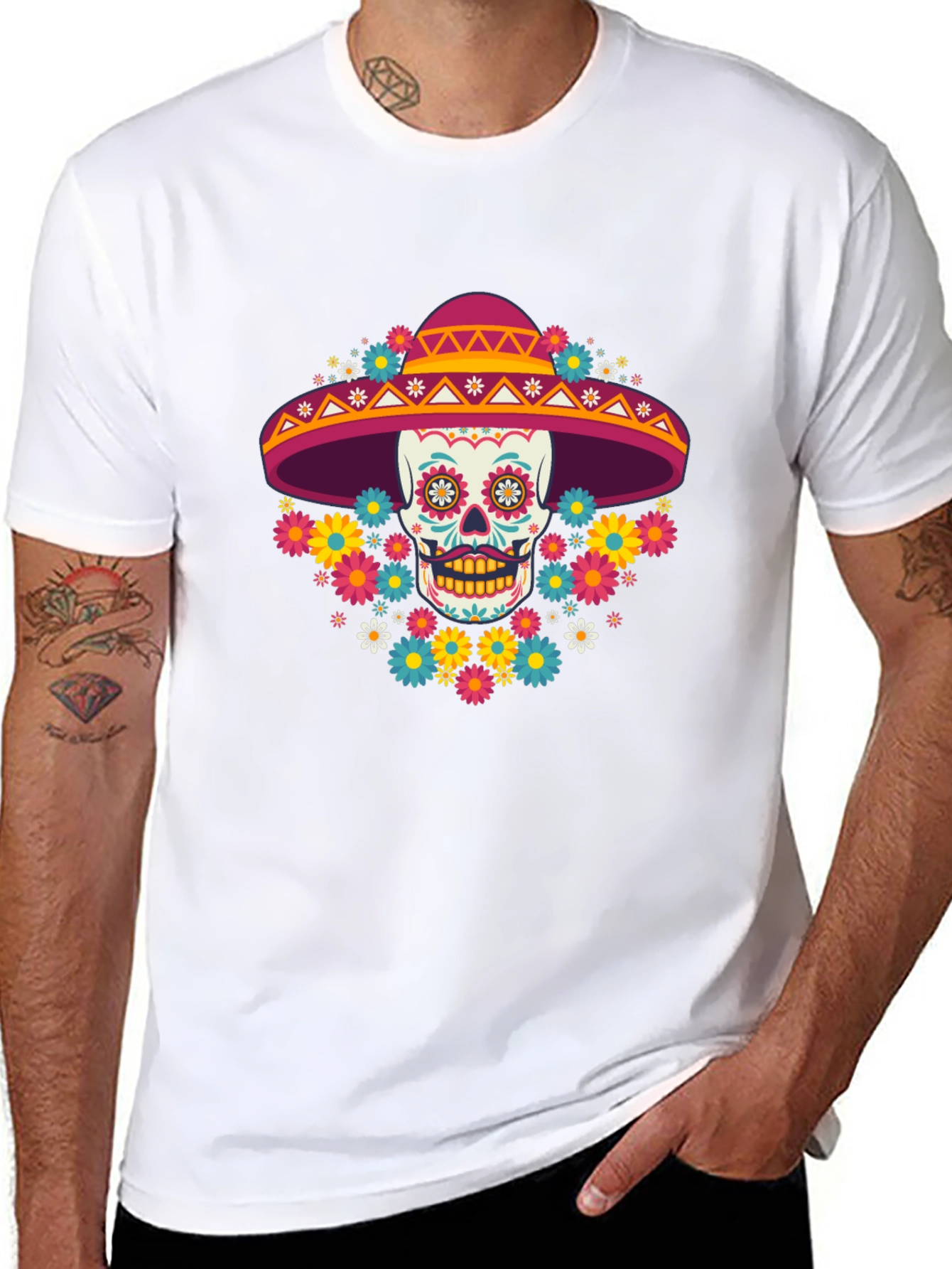 Day of the Dead Skull Graphic T-Shirt