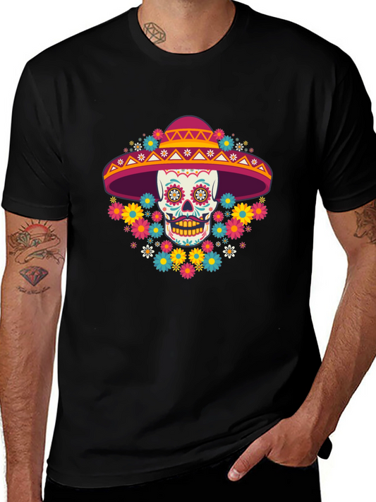 Day of the Dead Skull Graphic T-Shirt