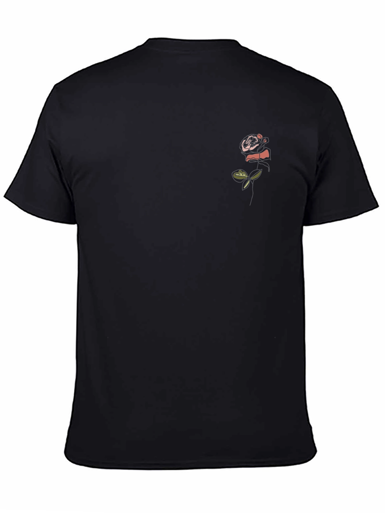 Black T-Shirt with Rose Graphic