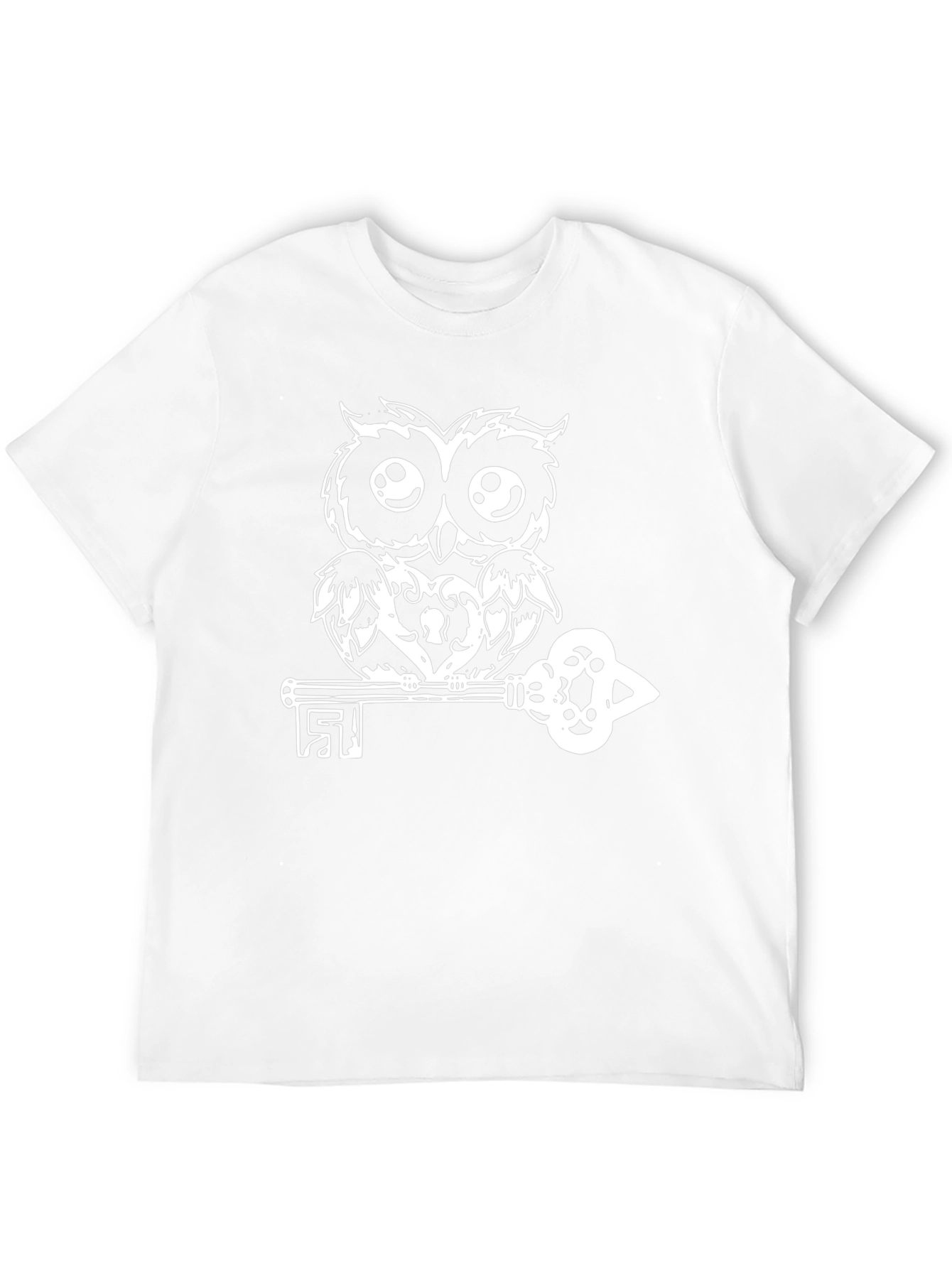 Owl on Key Black T-Shirt - Unique Graphic Tee
