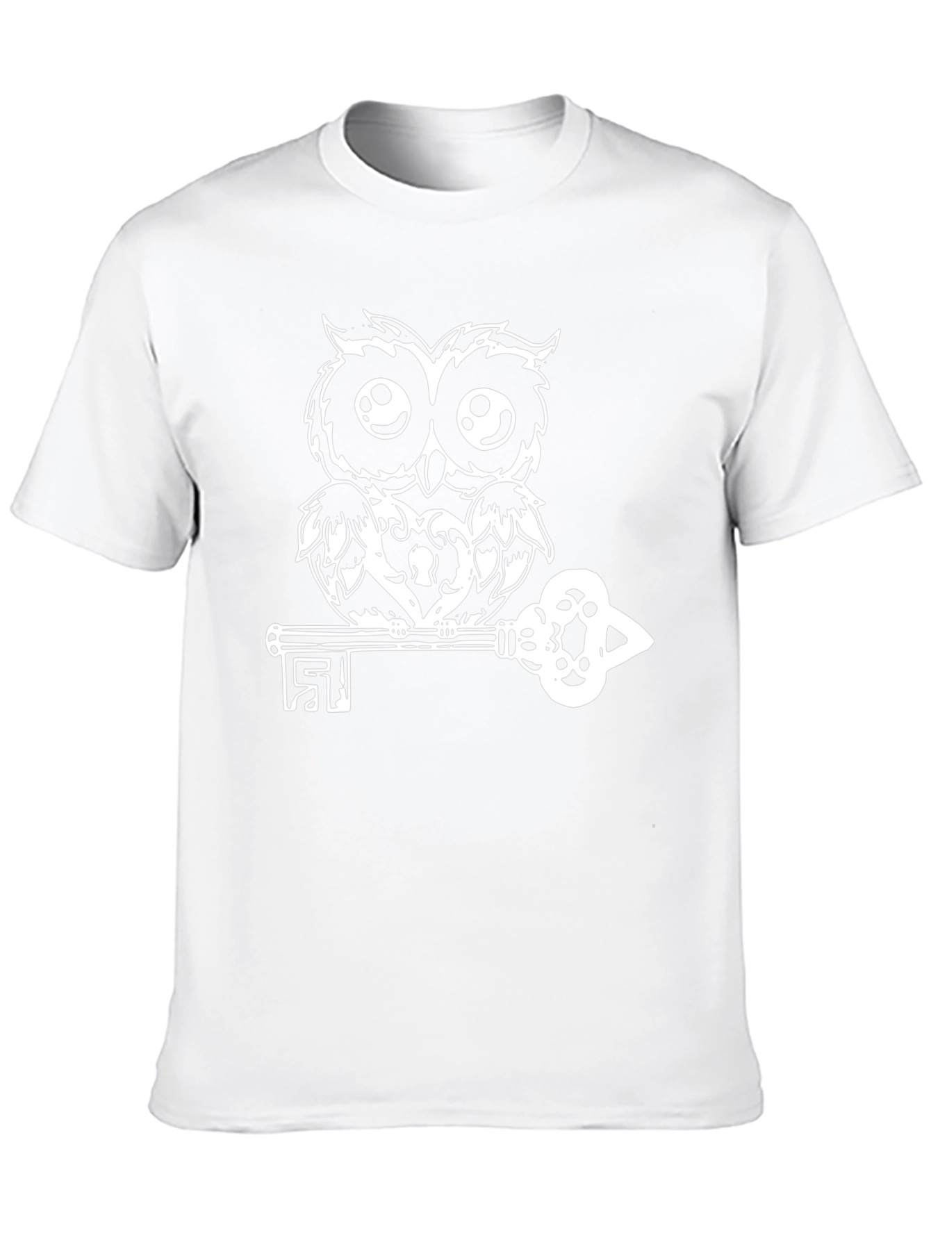 Owl on Key Black T-Shirt - Unique Graphic Tee
