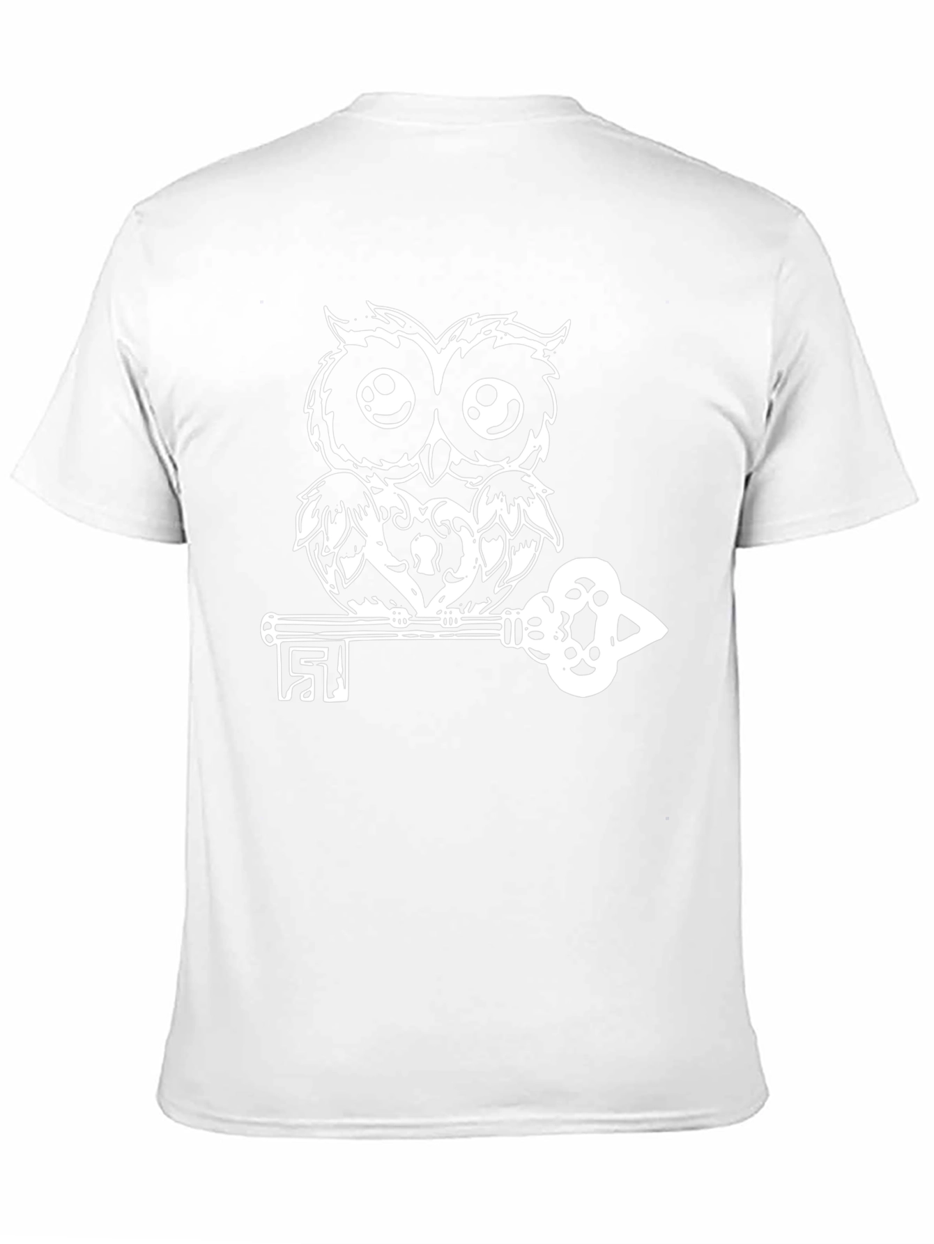 Owl on Key Black T-Shirt - Unique Graphic Tee