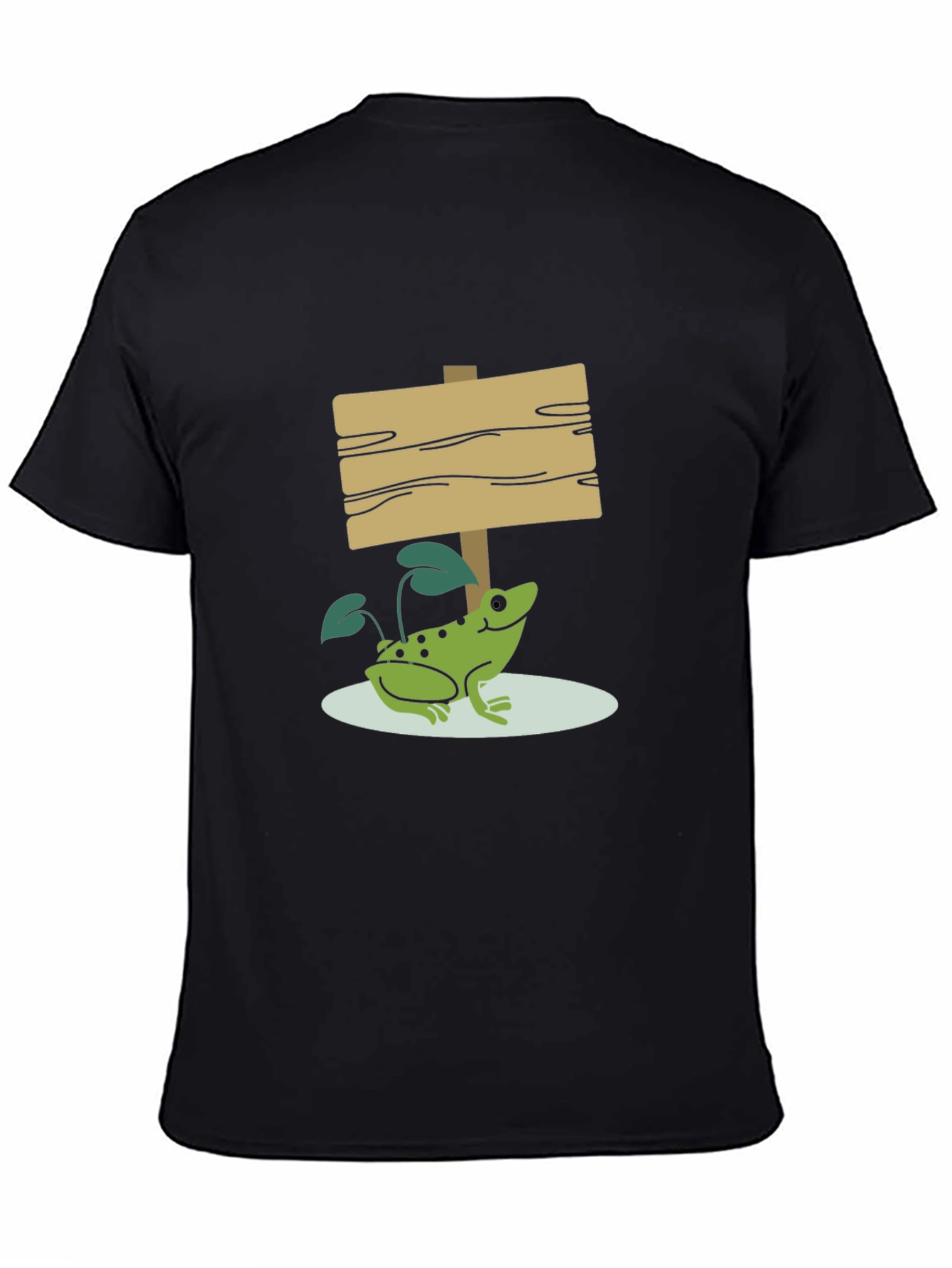 Frog and Sign Graphic Tee - Black Cotton Blend