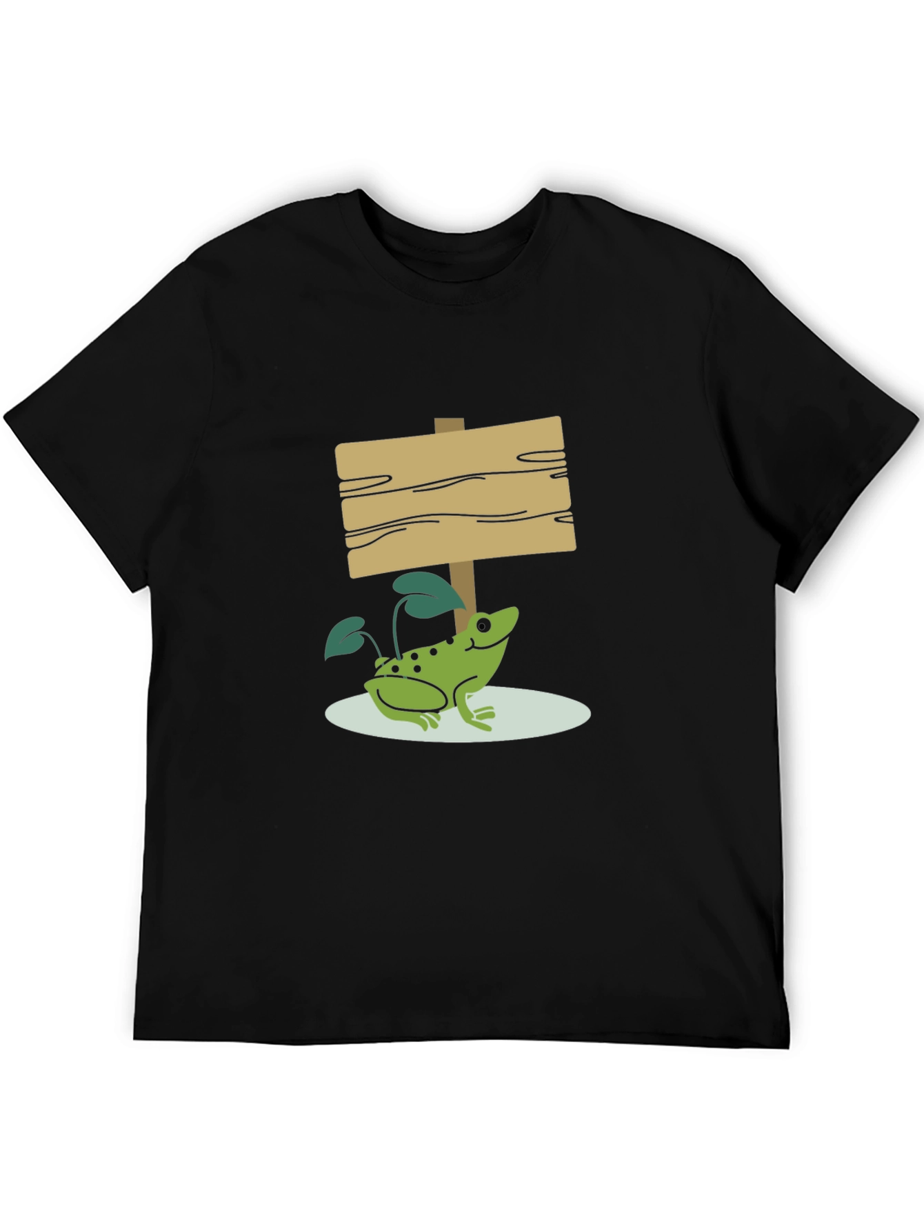 Frog and Sign Graphic Tee - Black Cotton Blend