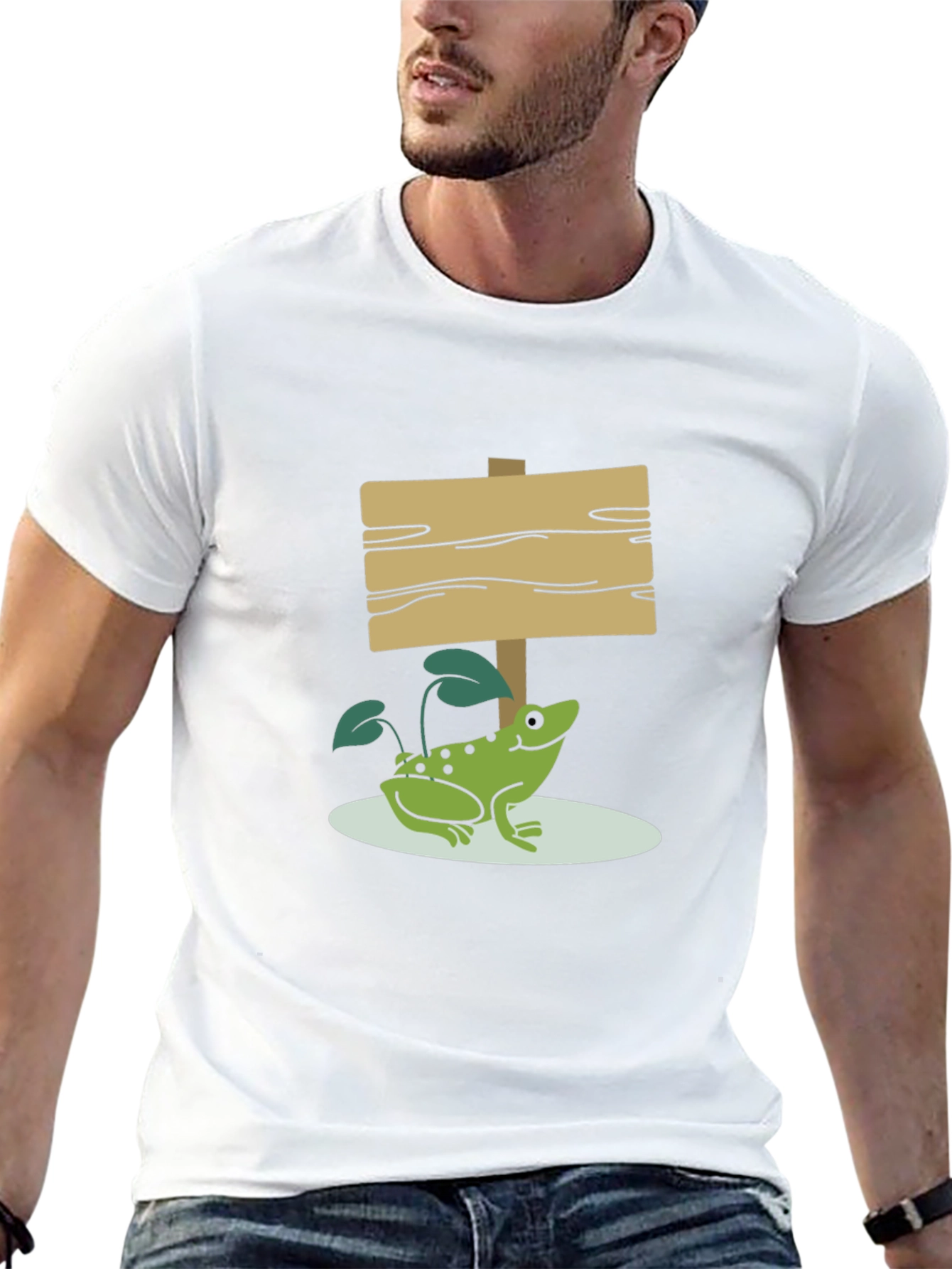 Frog and Sign Graphic Tee - Black Cotton Blend