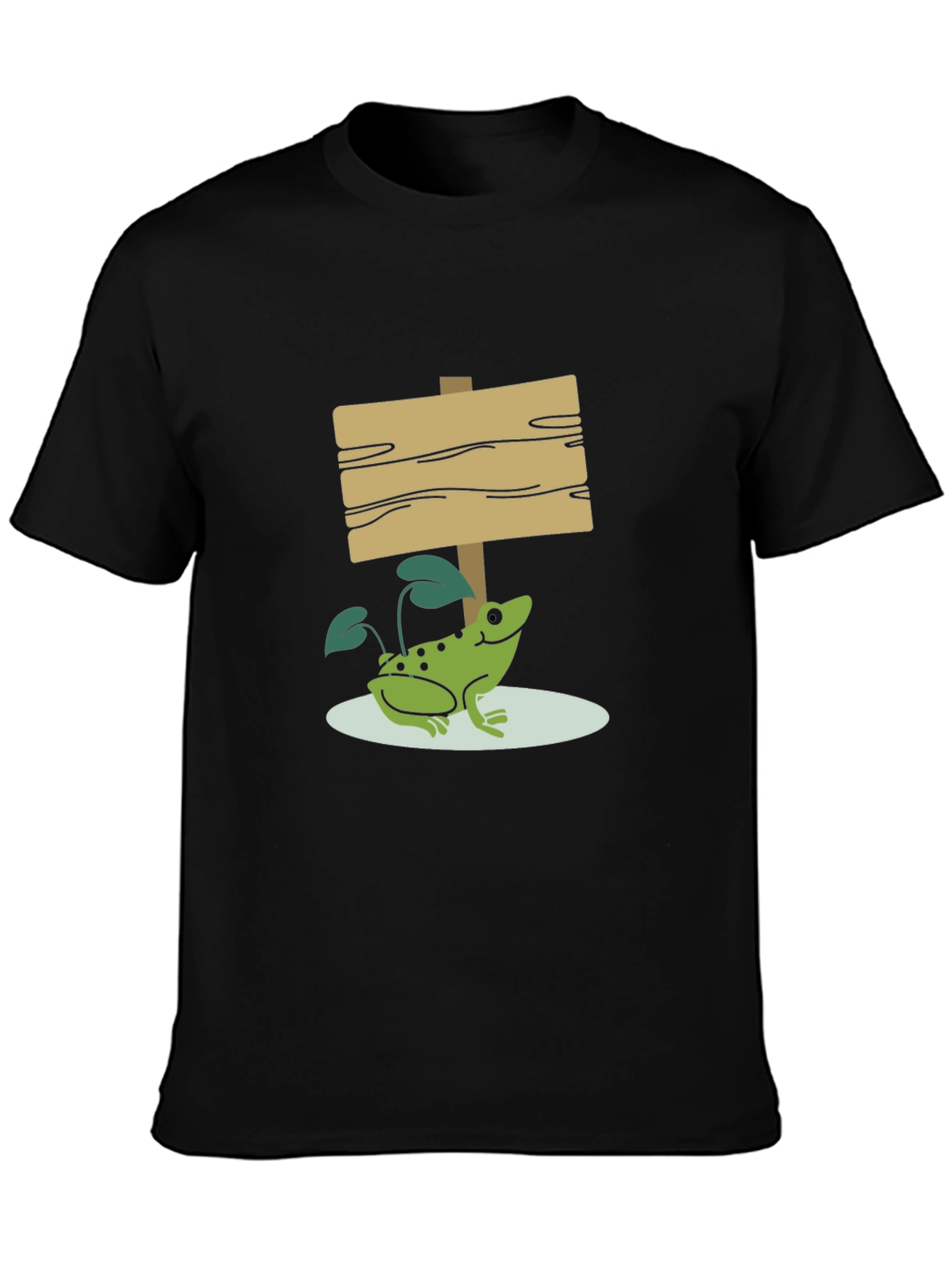 Frog and Sign Graphic Tee - Black Cotton Blend