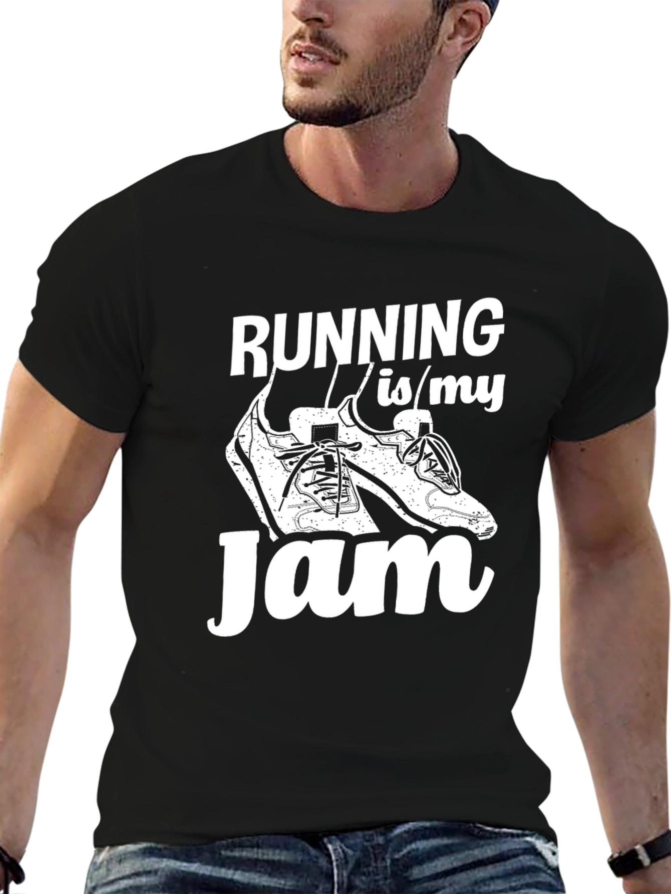 Running Is My Jam T-Shirt - Black Graphic Tee