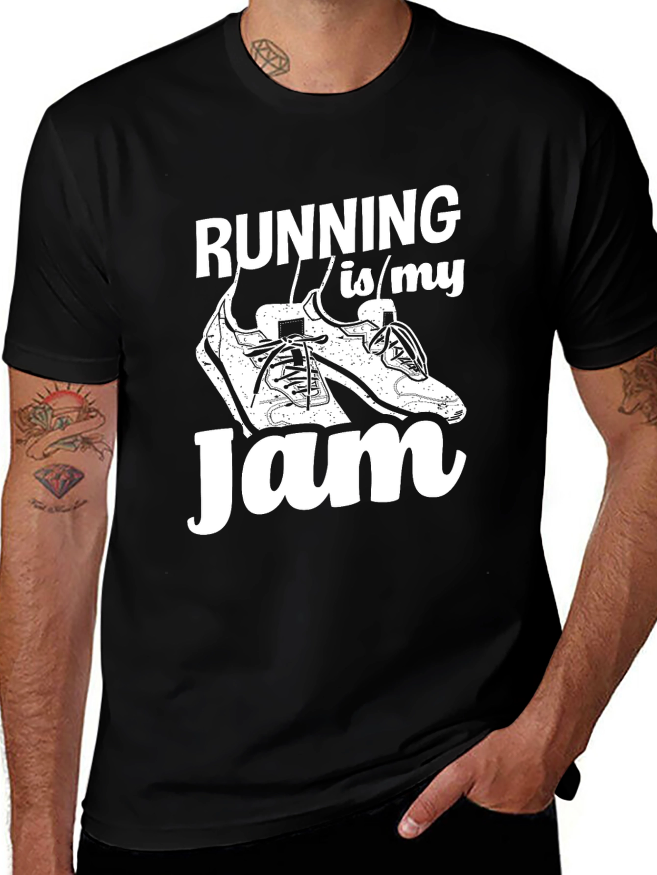 Running Is My Jam T-Shirt - Black Graphic Tee