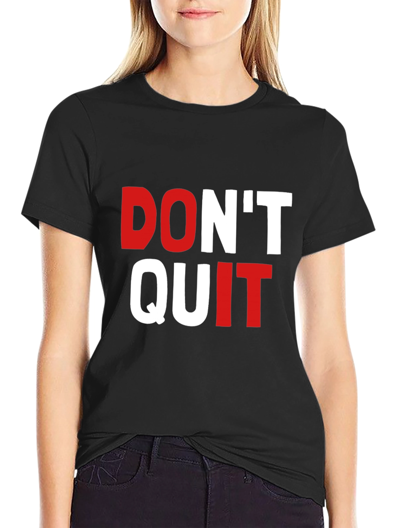 Motivational Dont Quit Graphic Tee - Black