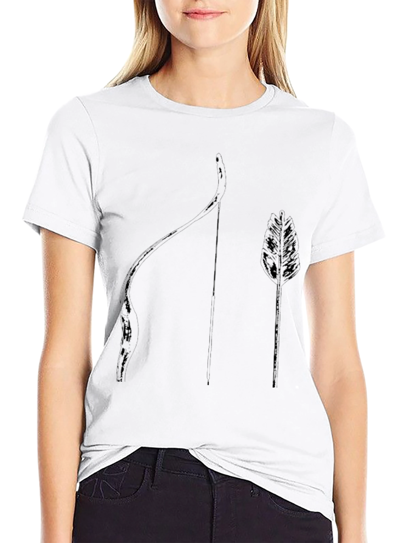 Archery Bow & Arrow Graphic Print Black T-Shirt