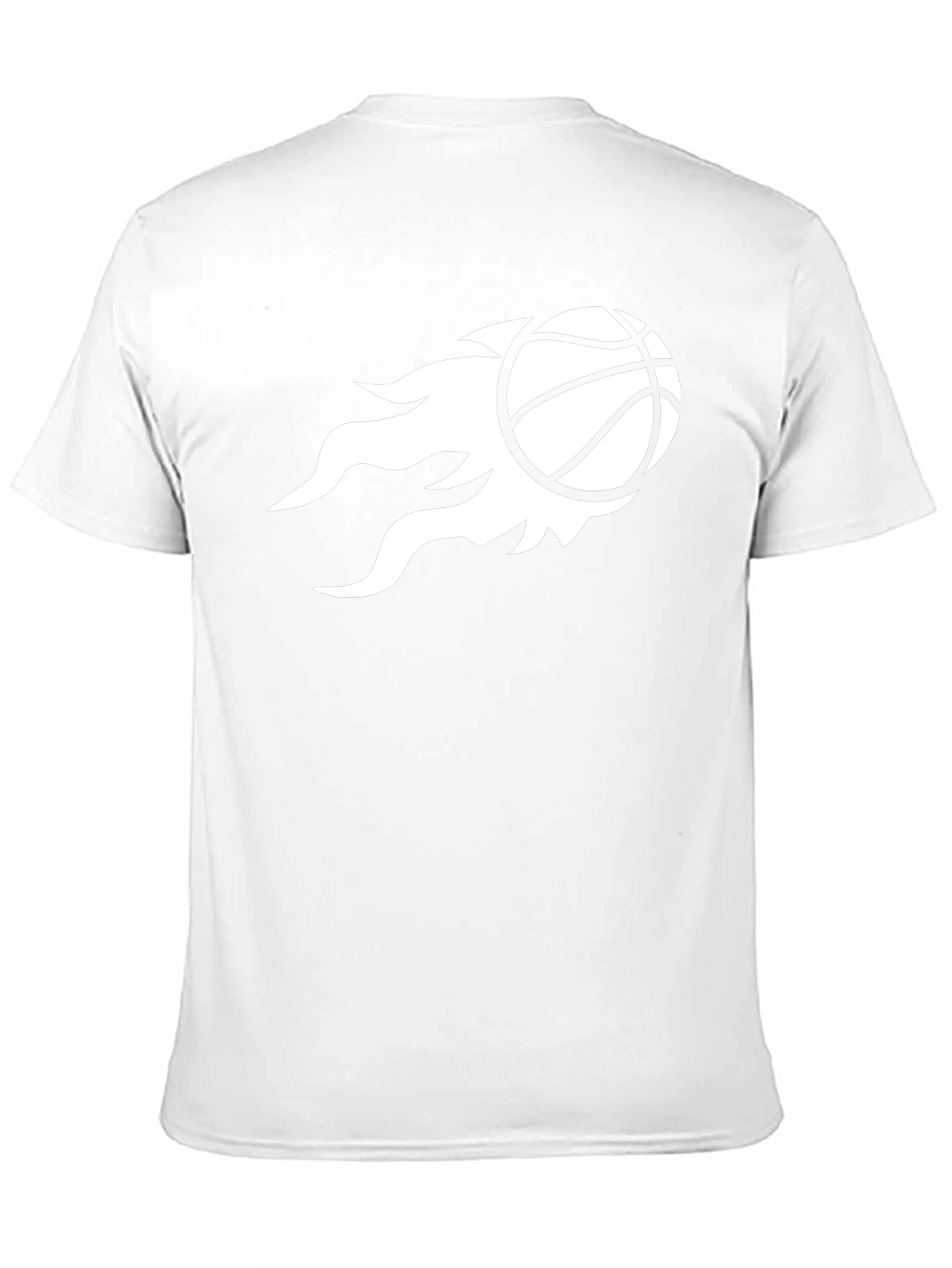 Mens Black T-Shirt with Basketball Flame Design
