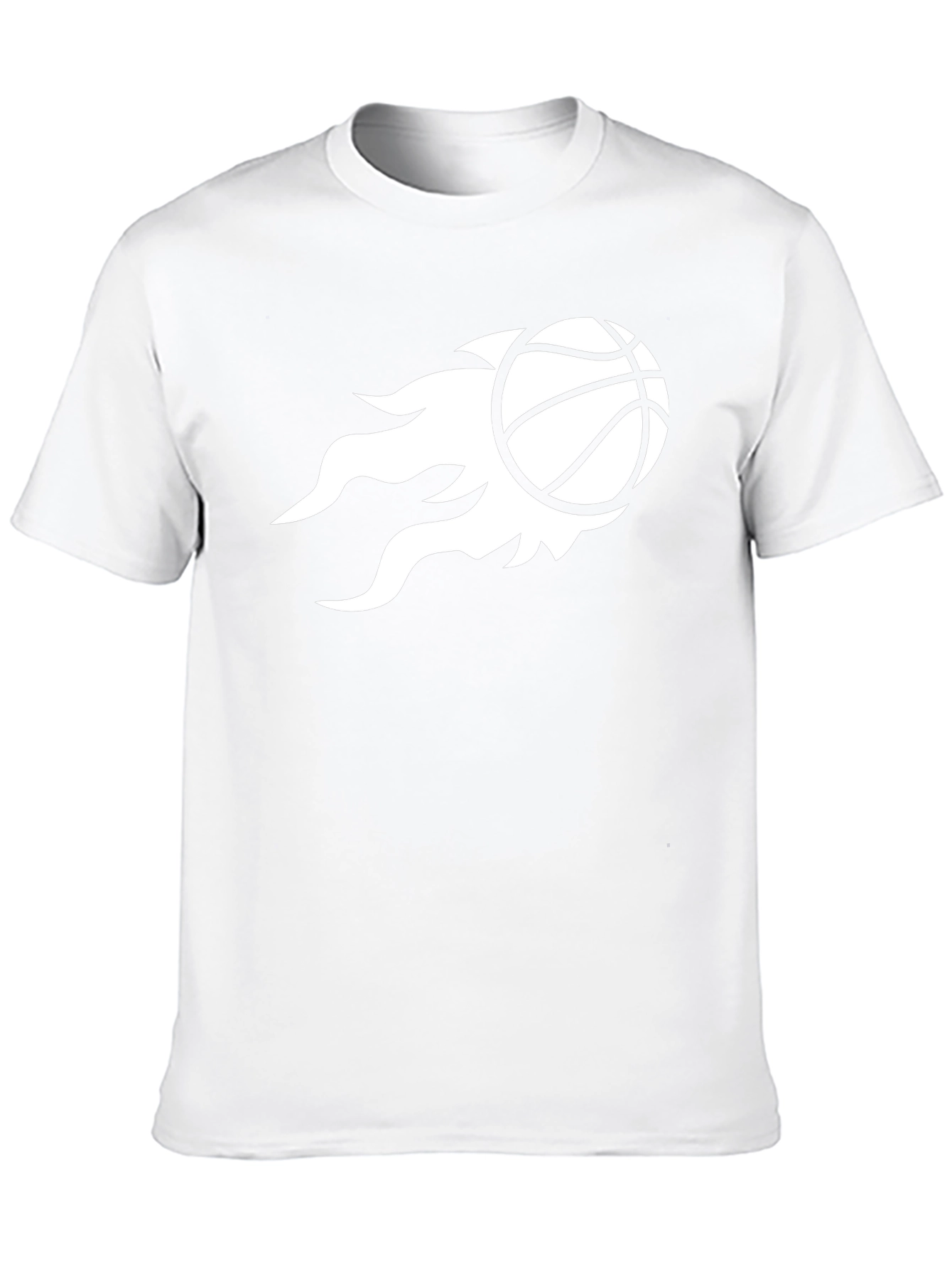 Mens Black T-Shirt with Basketball Flame Design