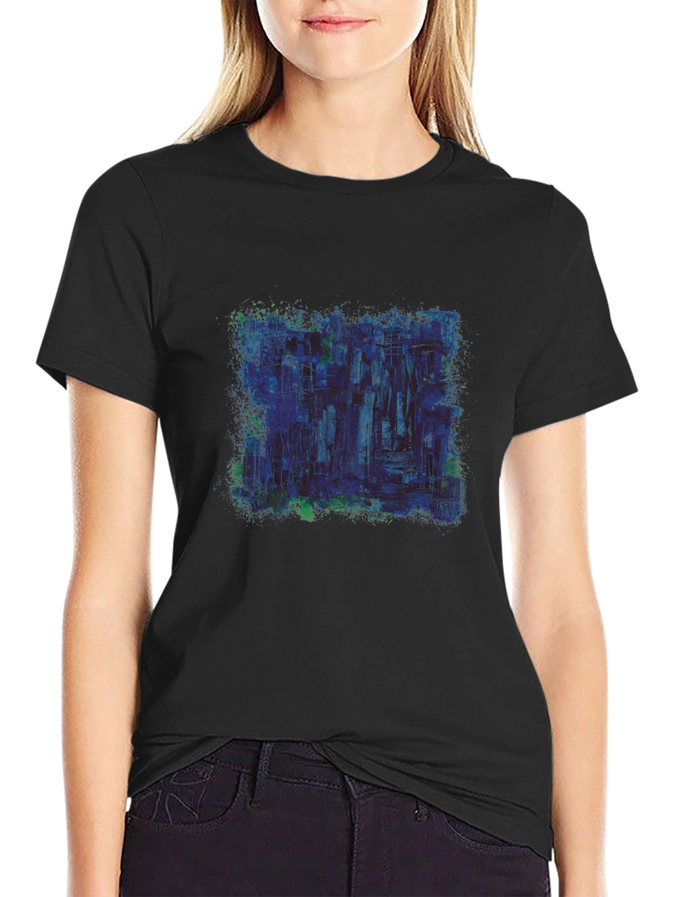 Abstract Art Graphic Print Black Tee