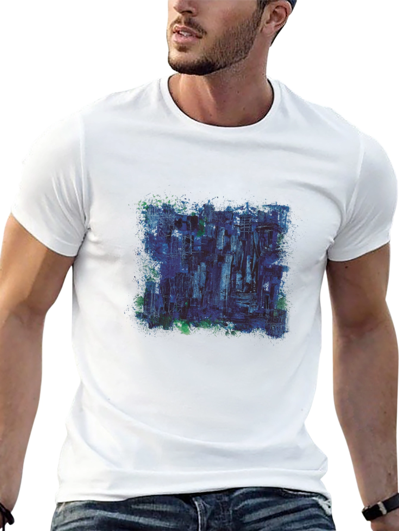 Abstract Art Graphic Print Black Tee