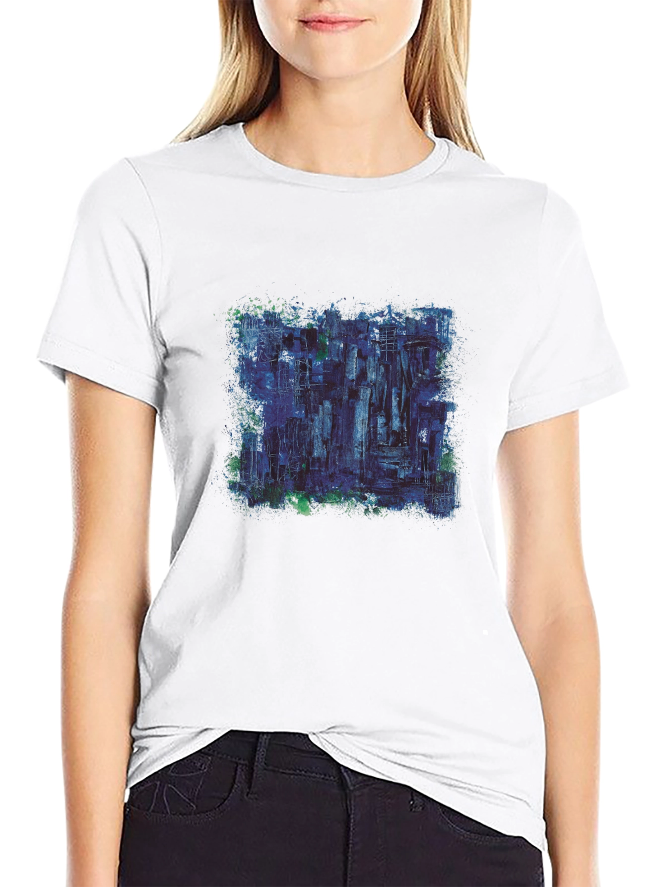 Abstract Art Graphic Print Black Tee