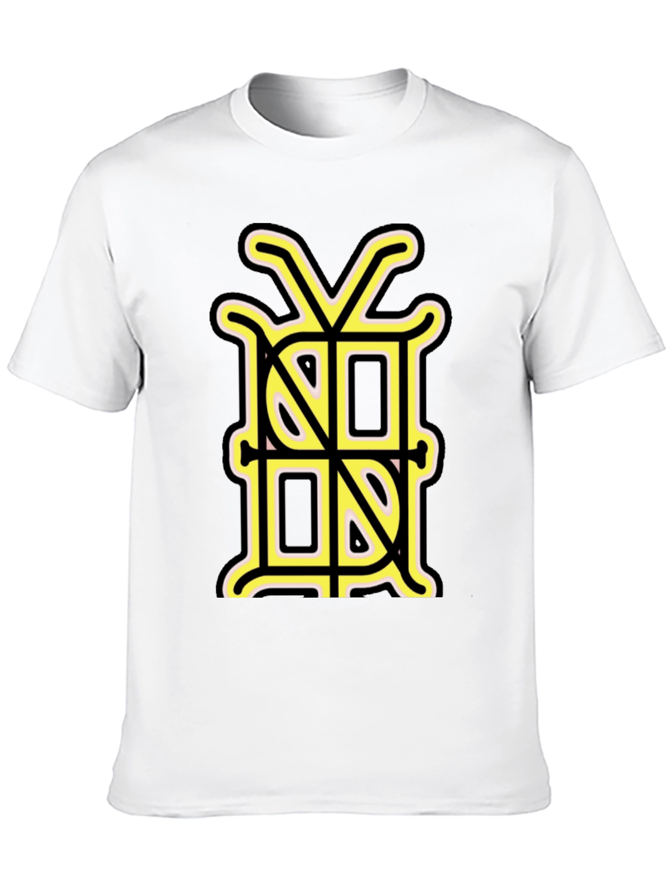 Black Graphic Tee with Unique Gold Monogram