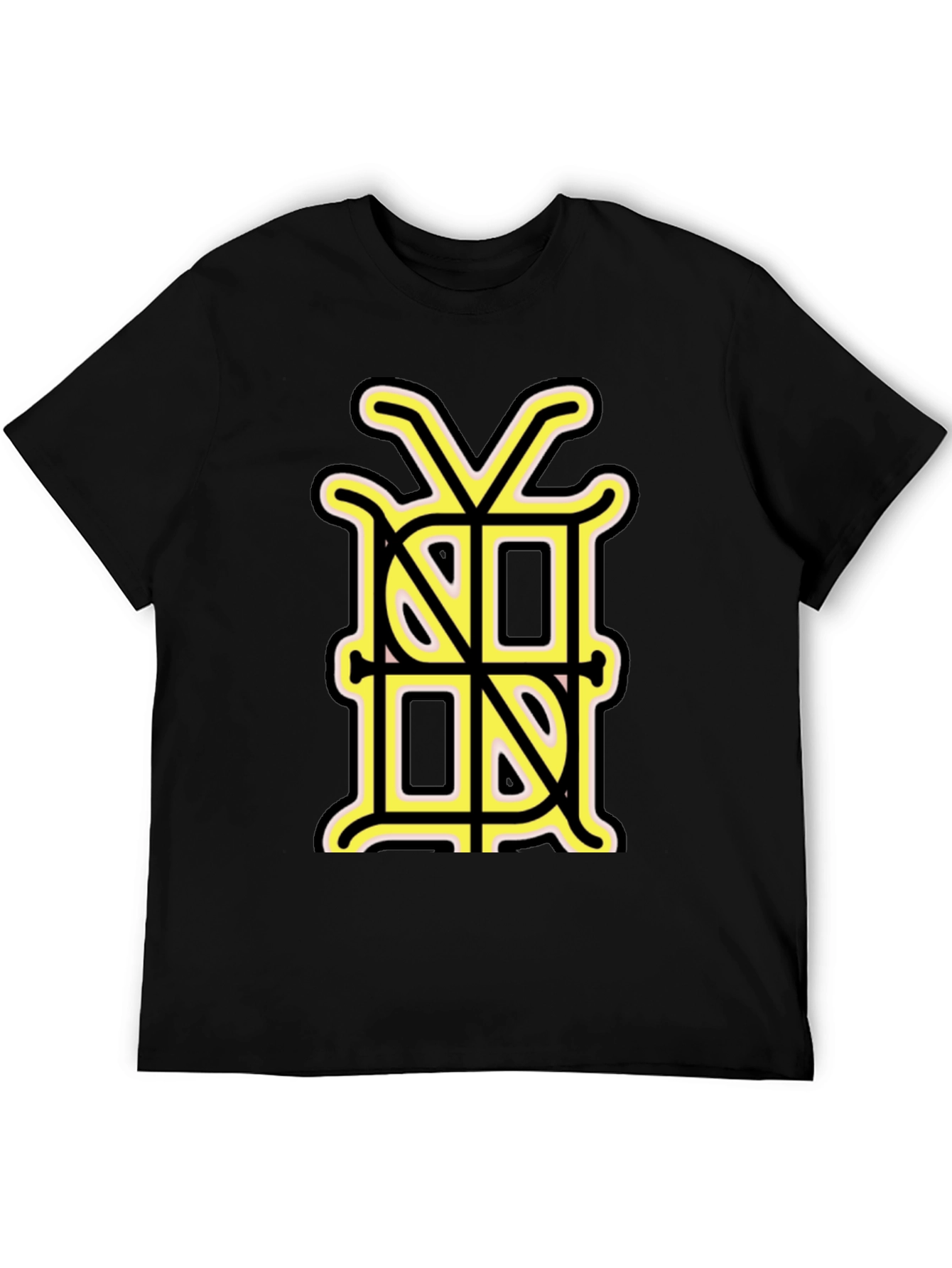 Black Graphic Tee with Unique Gold Monogram