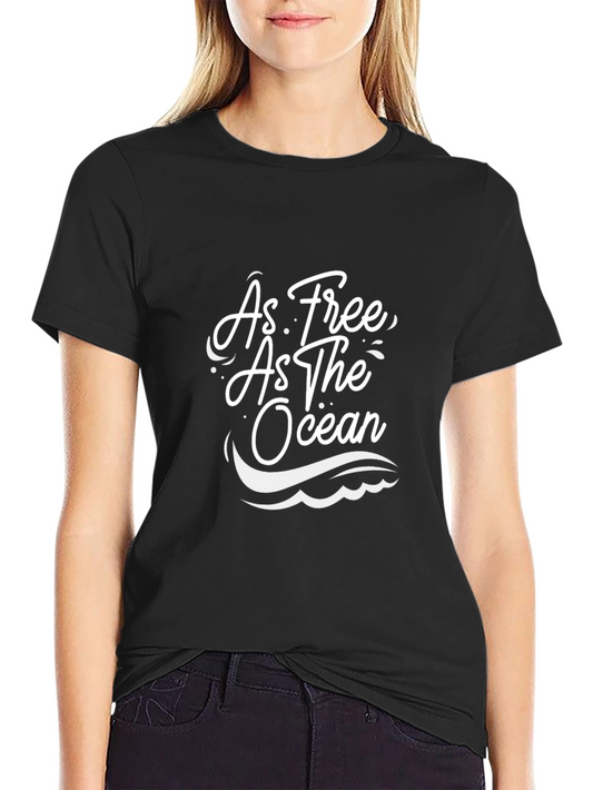 Ocean Lover Tee: As Free As The Ocean Black T-Shirt