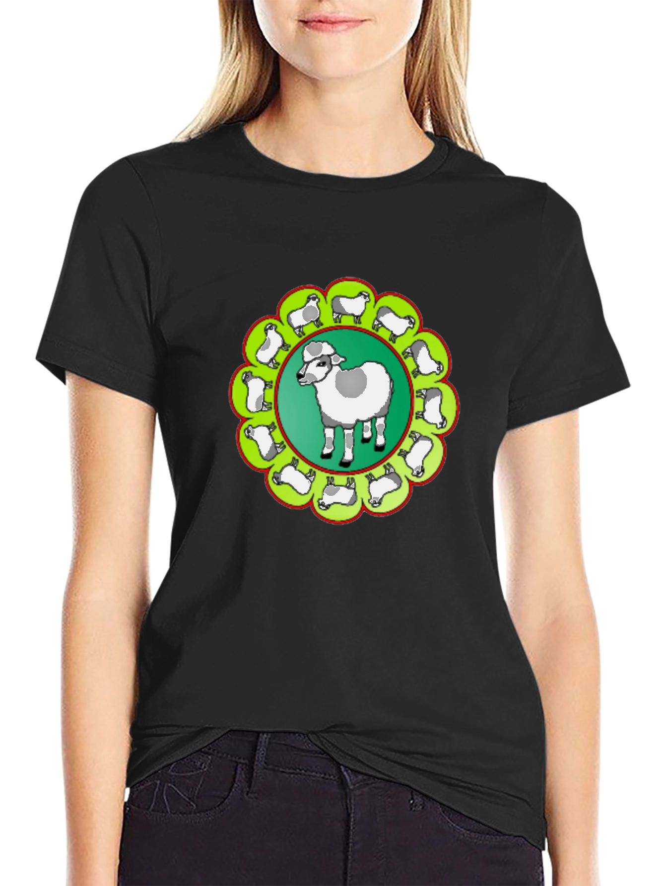 Sheep Circle Black T-Shirt