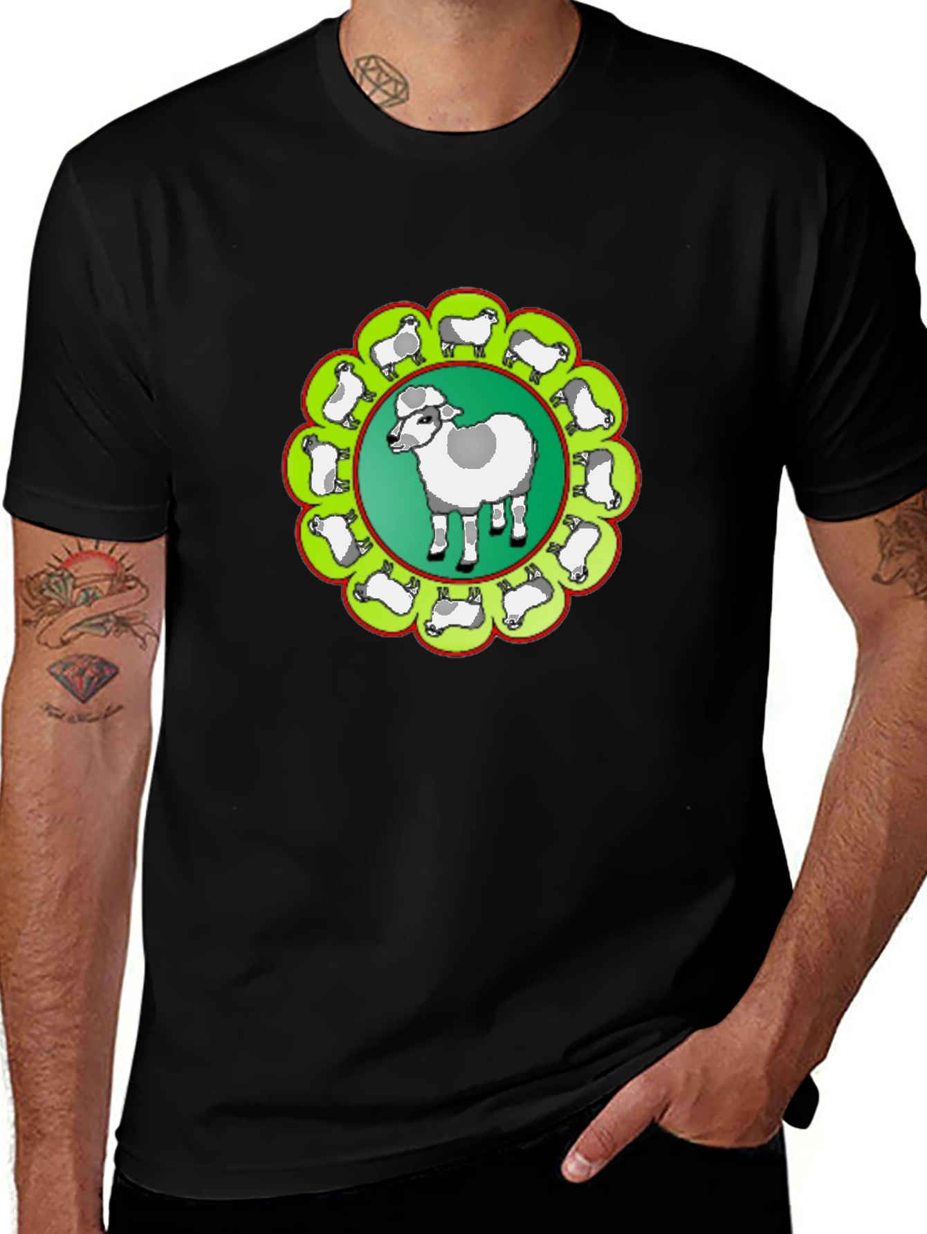 Sheep Circle Black T-Shirt