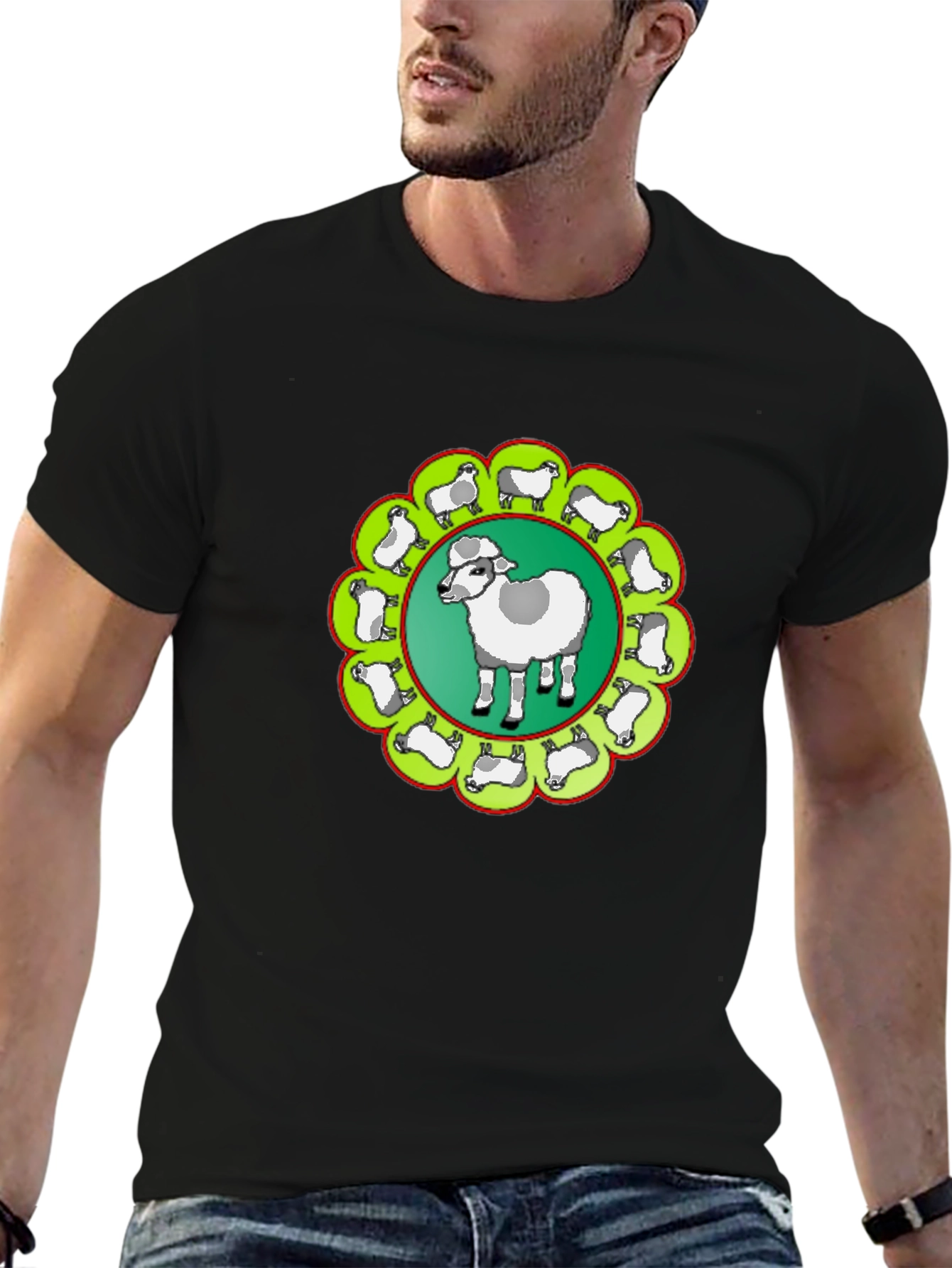 Sheep Circle Black T-Shirt