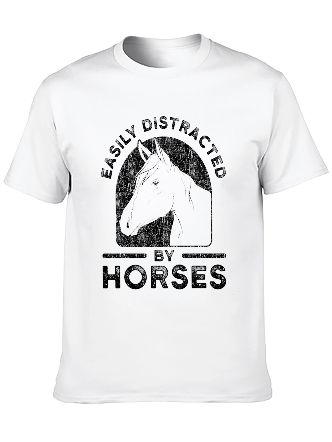 Easily Distracted By Horses Mens Black T-Shirt