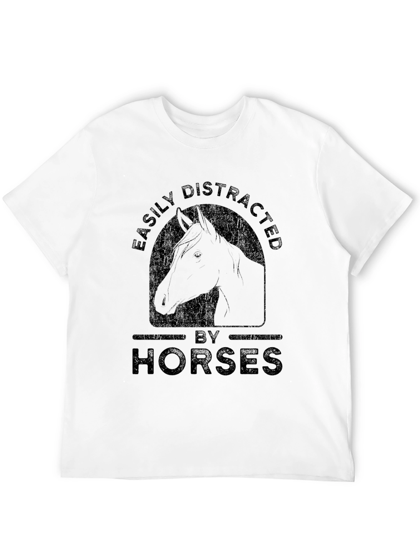 Easily Distracted By Horses Mens Black T-Shirt