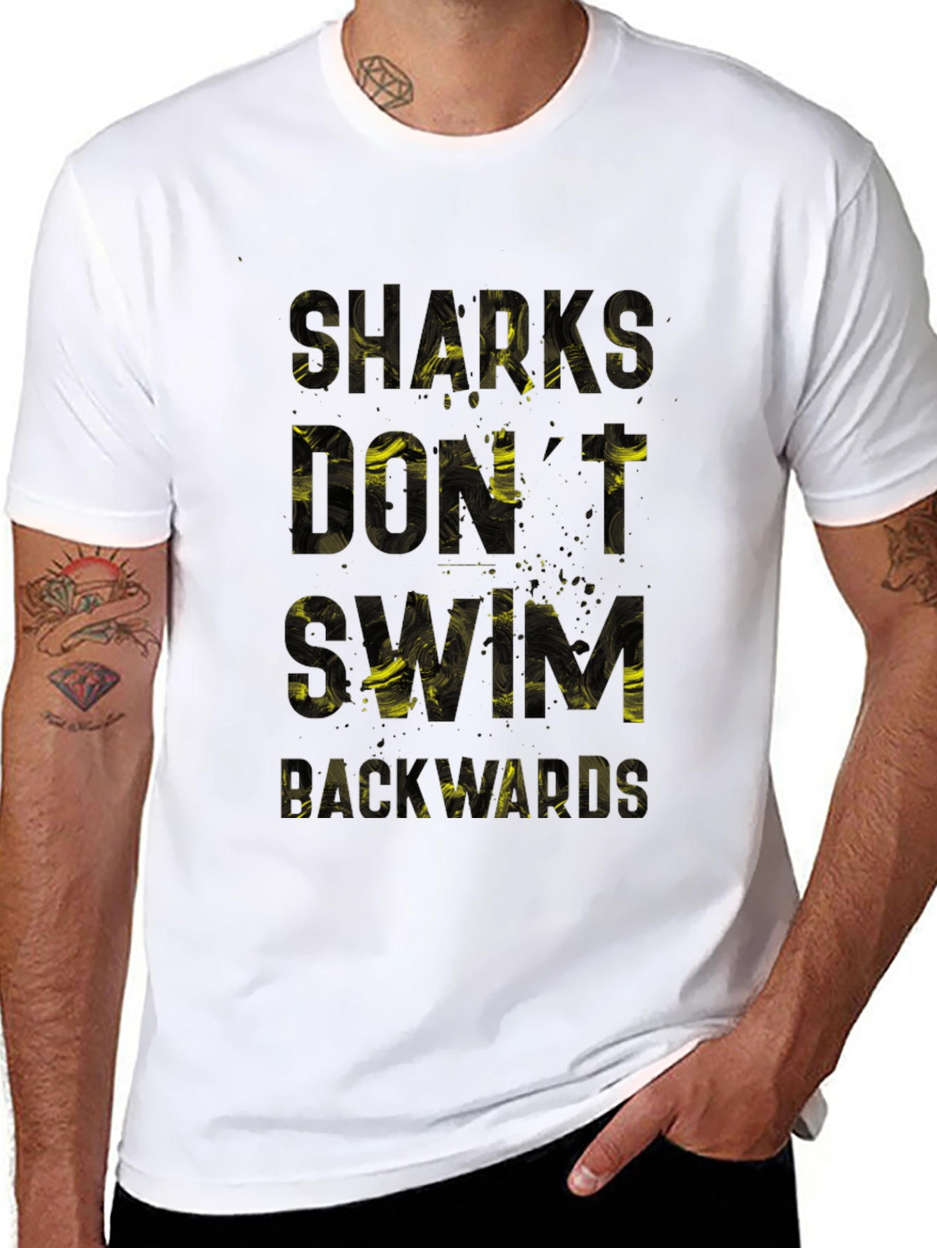 Sharks Dont Swim Backwards Graphic T-Shirt