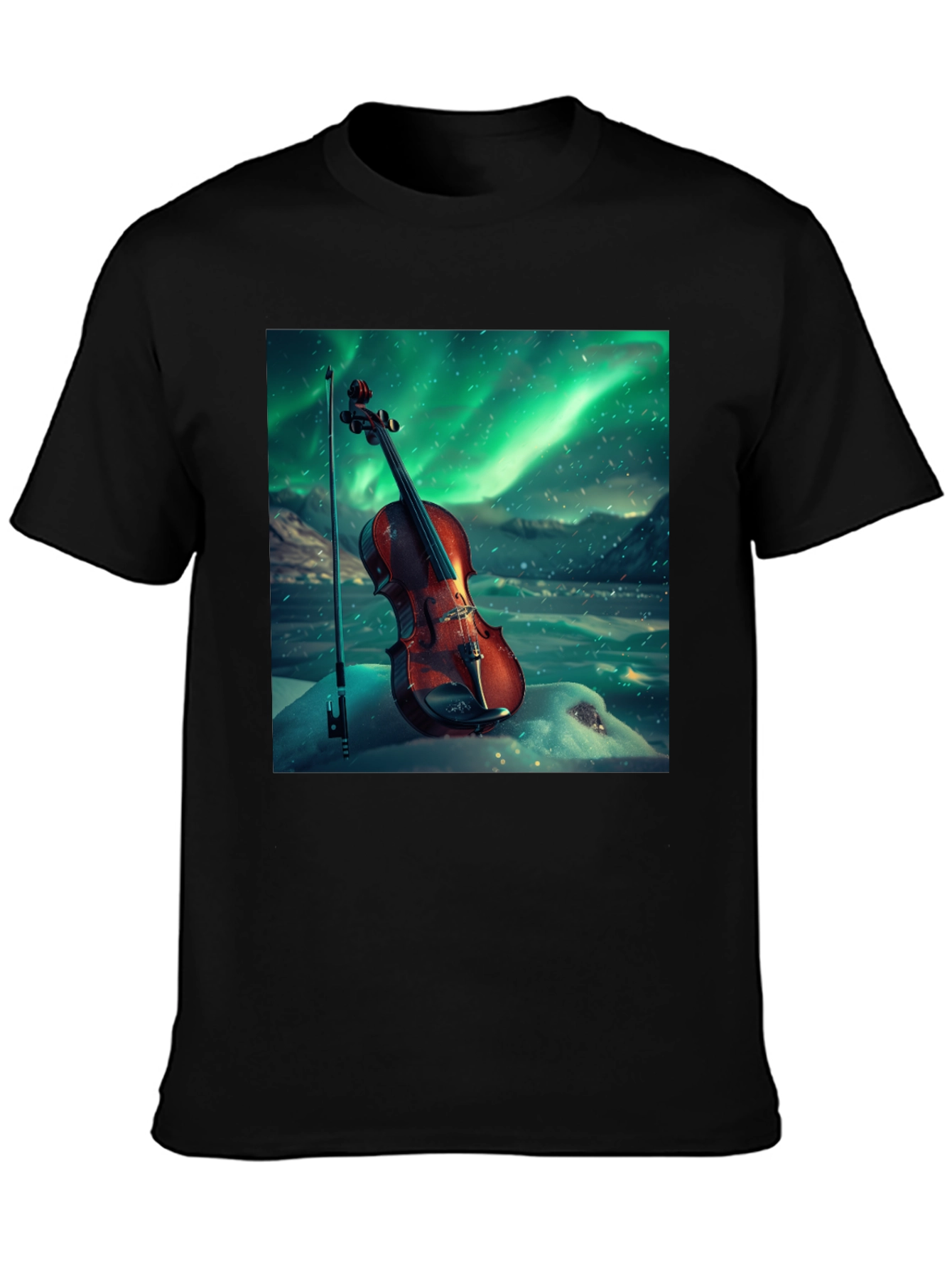 Violin Aurora Graphic T-Shirt - Musical Instrument Tee
