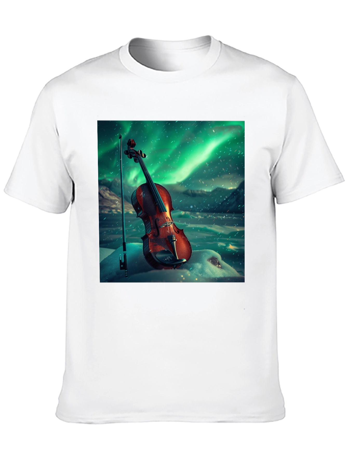 Violin Aurora Graphic T-Shirt - Musical Instrument Tee