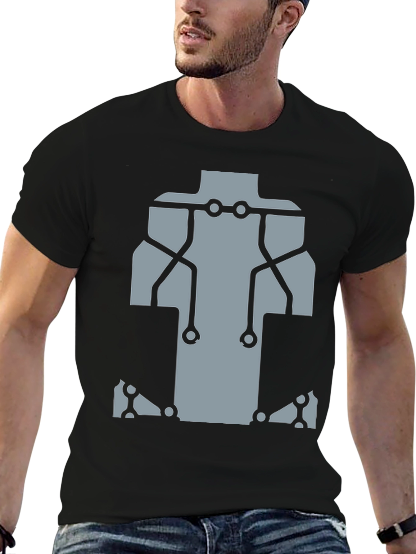Robot Circuit Tee - Black Graphic T-Shirt