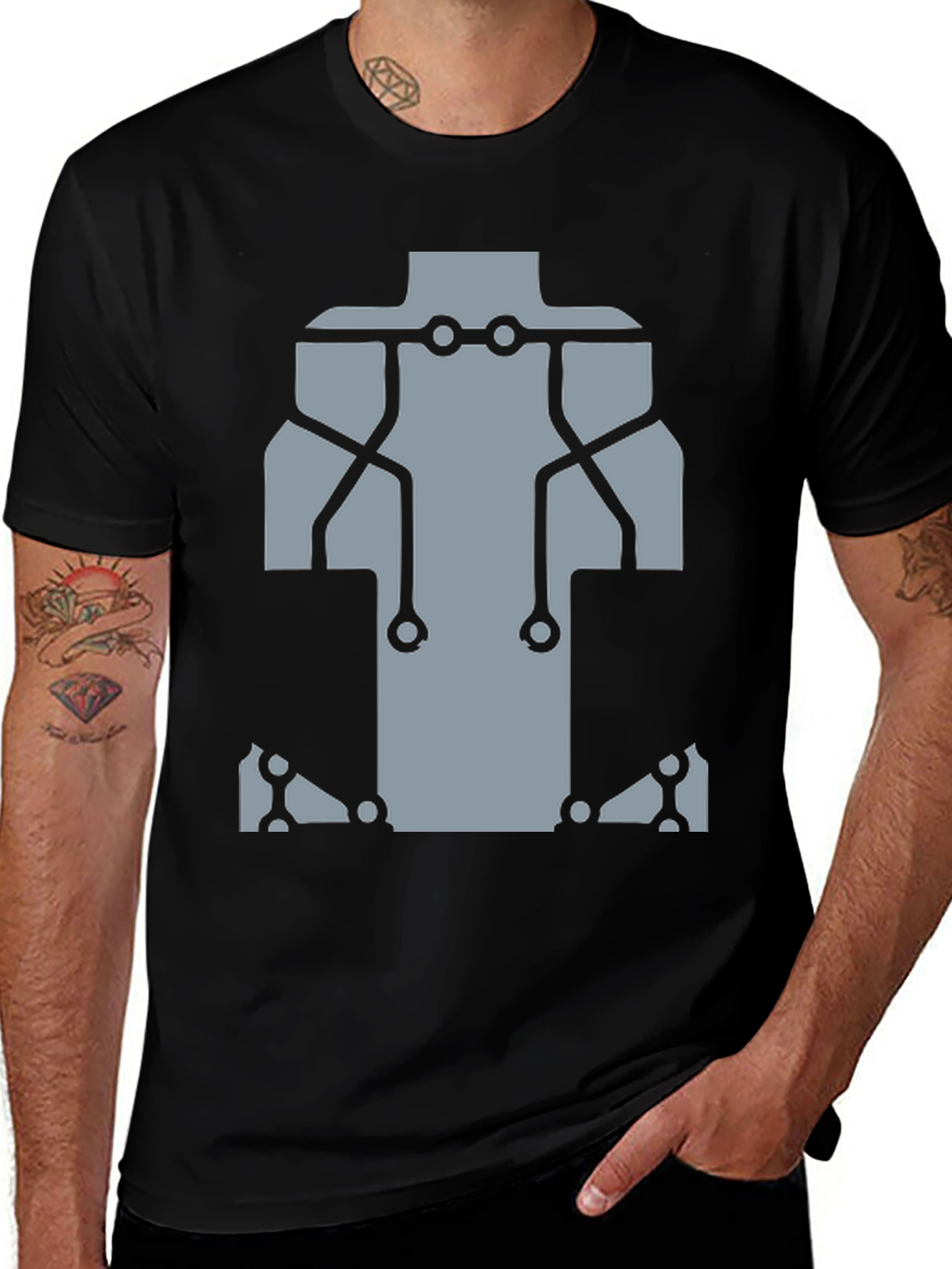 Robot Circuit Tee - Black Graphic T-Shirt