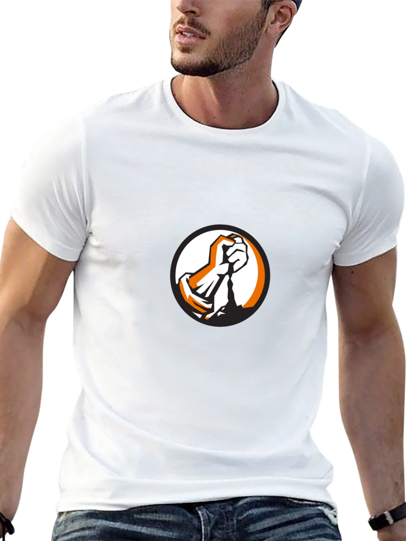 Bold Graphic Tee - Fist Design on Black Cotton
