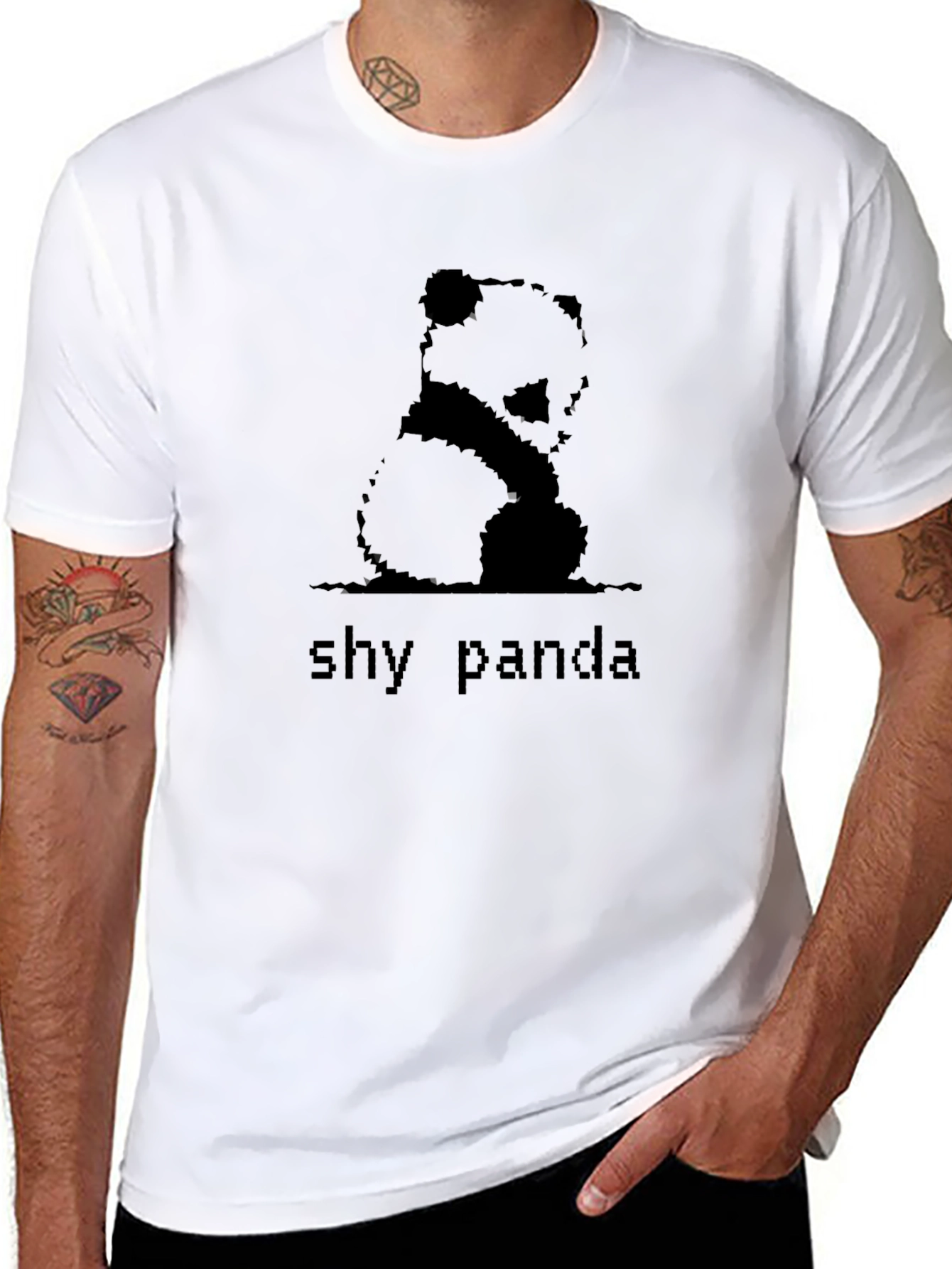 Shy Panda Black T-Shirt - Stylish and Unique!