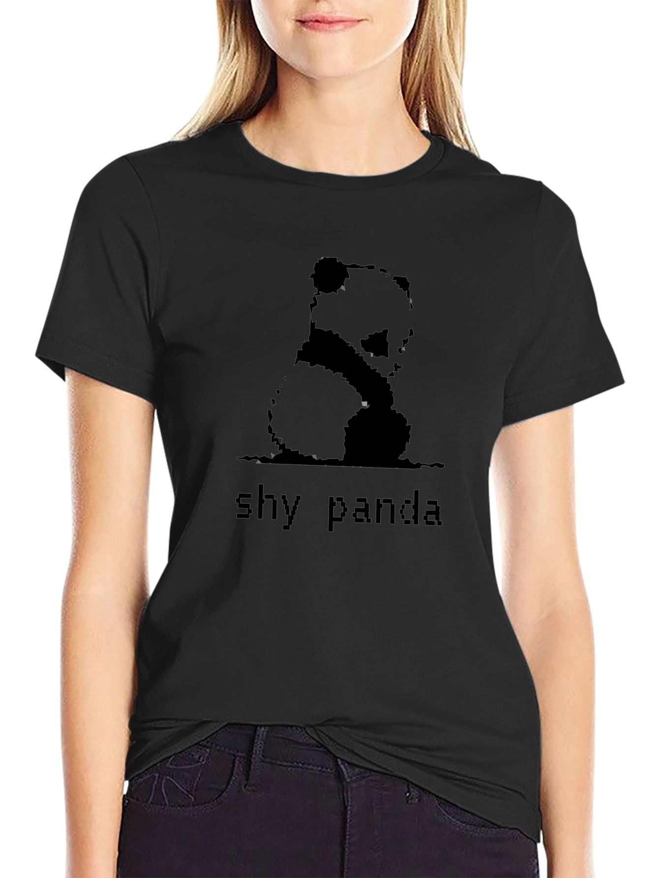 Shy Panda Black T-Shirt - Stylish and Unique!